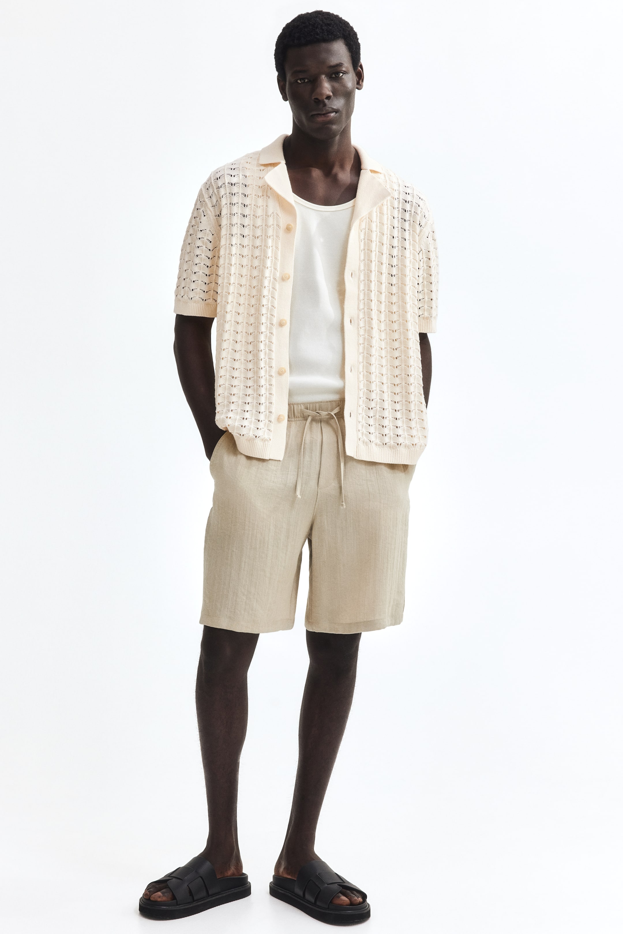 Relaxed-Fit Pointelle-Knit Resort Shirt