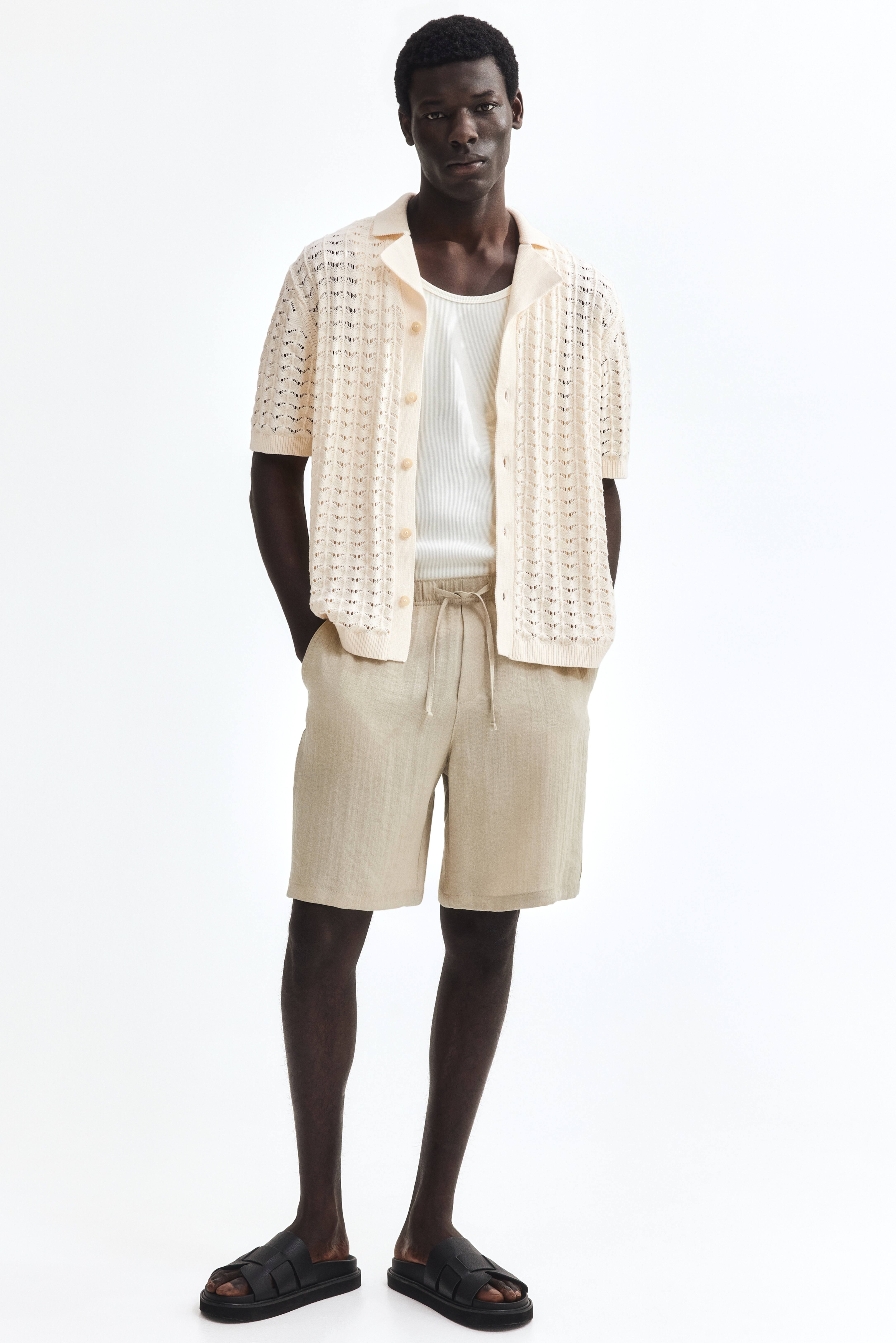 Relaxed-Fit Pointelle-Knit Resort Shirt
