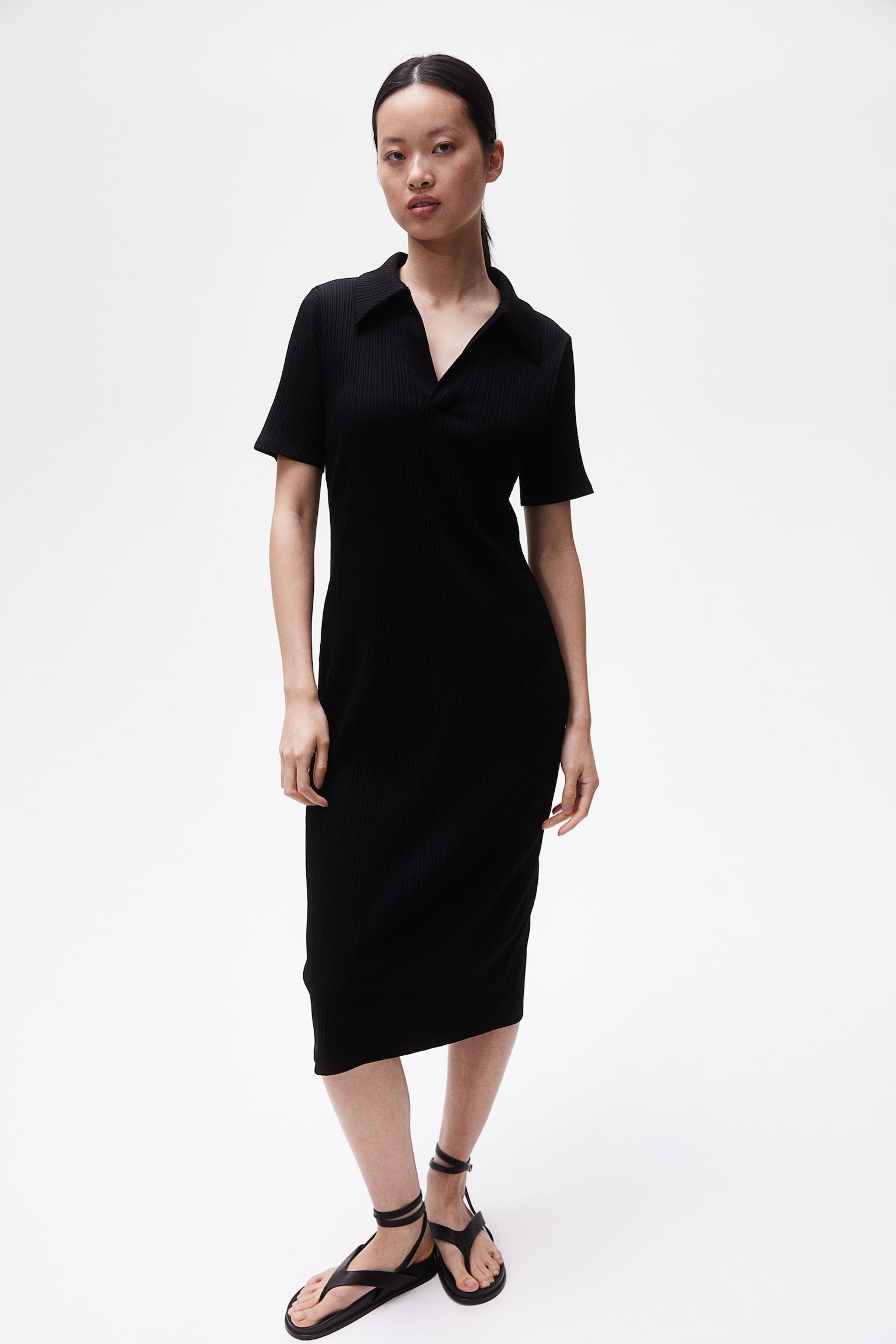 MAMA Collared Nursing Dress - Black - 1