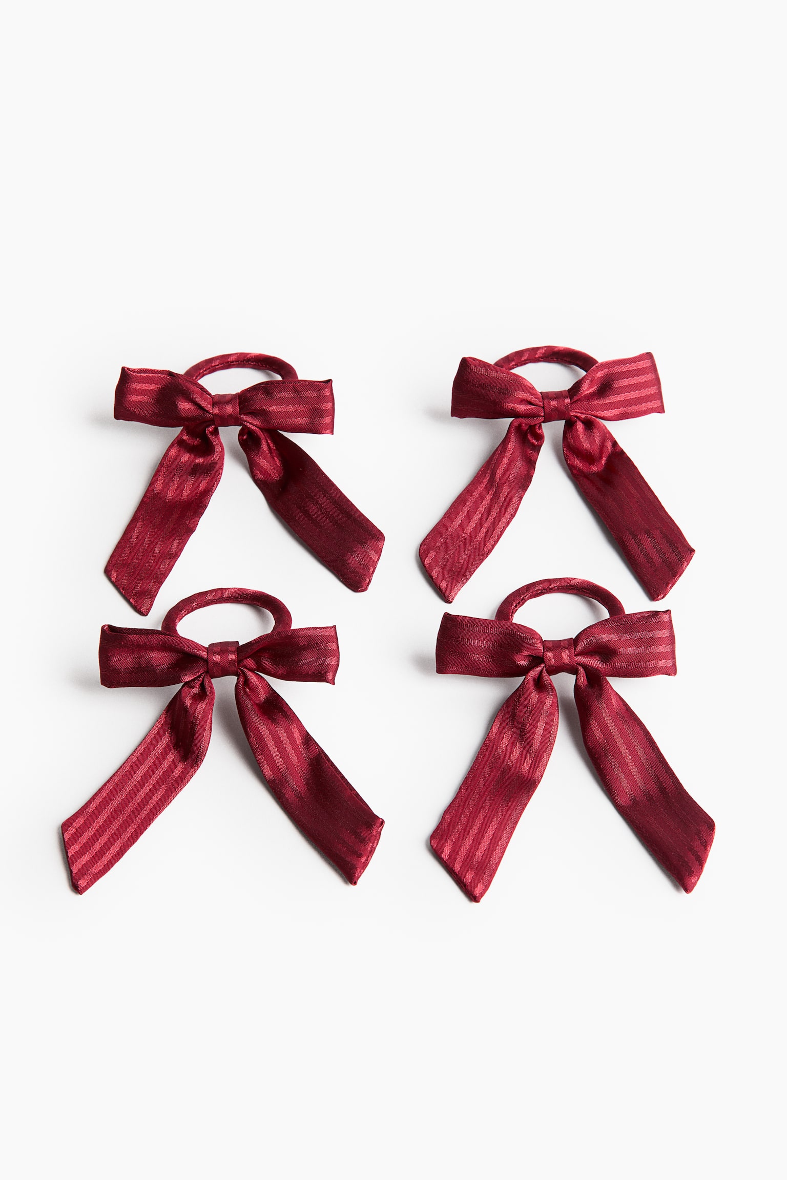 4-Pack Bow Napkin Rings - Dark red/White