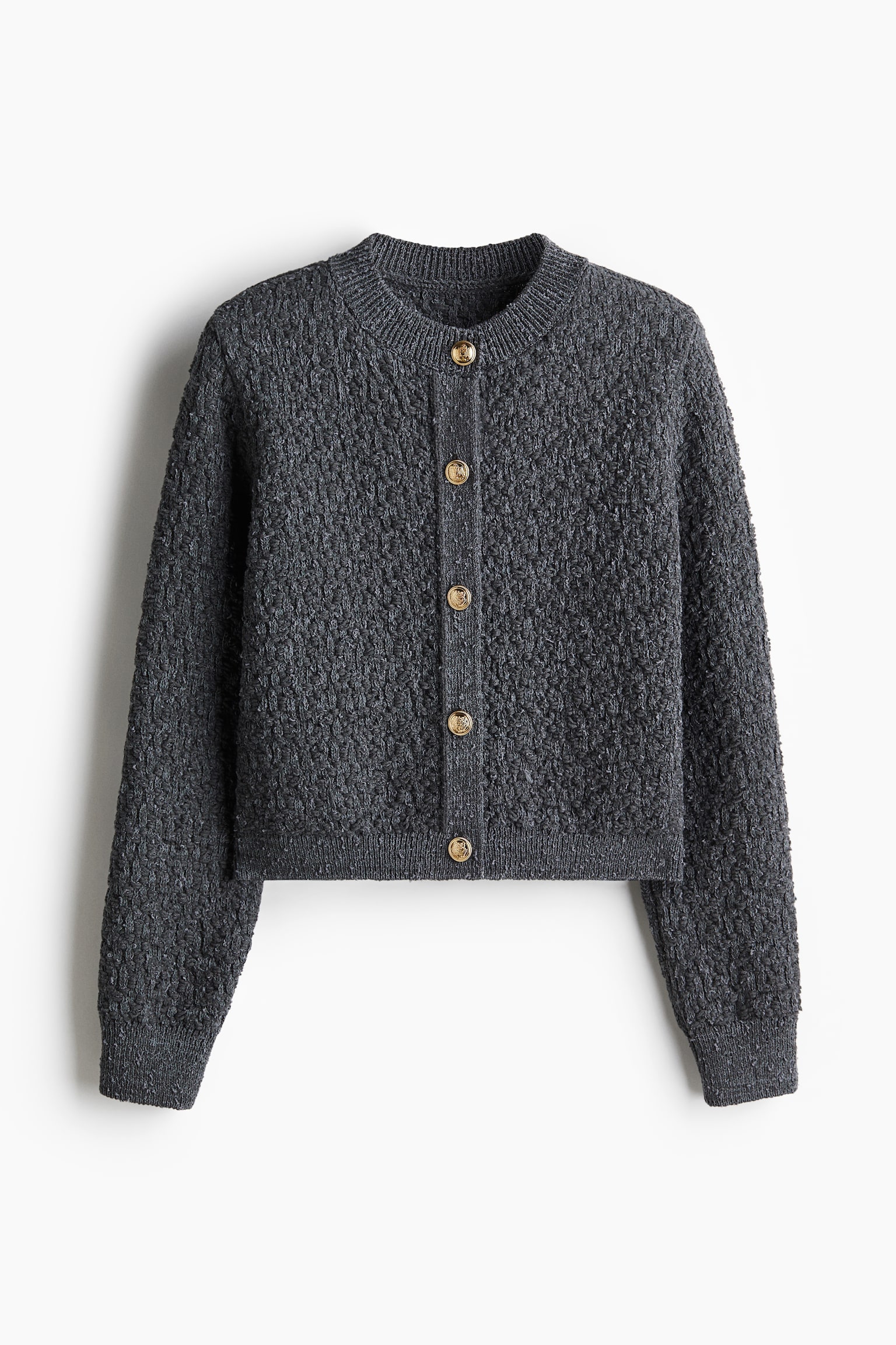 Женский кардиган H&M Textured-Knit, цвет: Тёмный серый — фото 1