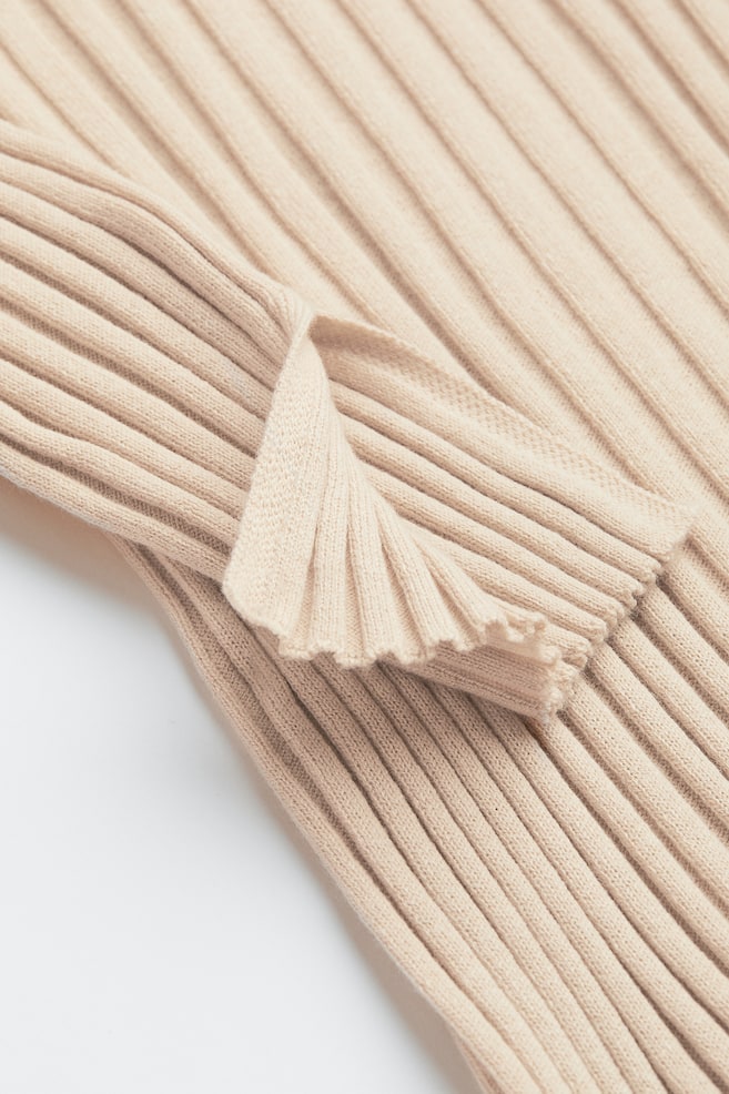 Rib-knit bodycon dress - Light beige/White/Striped - 7