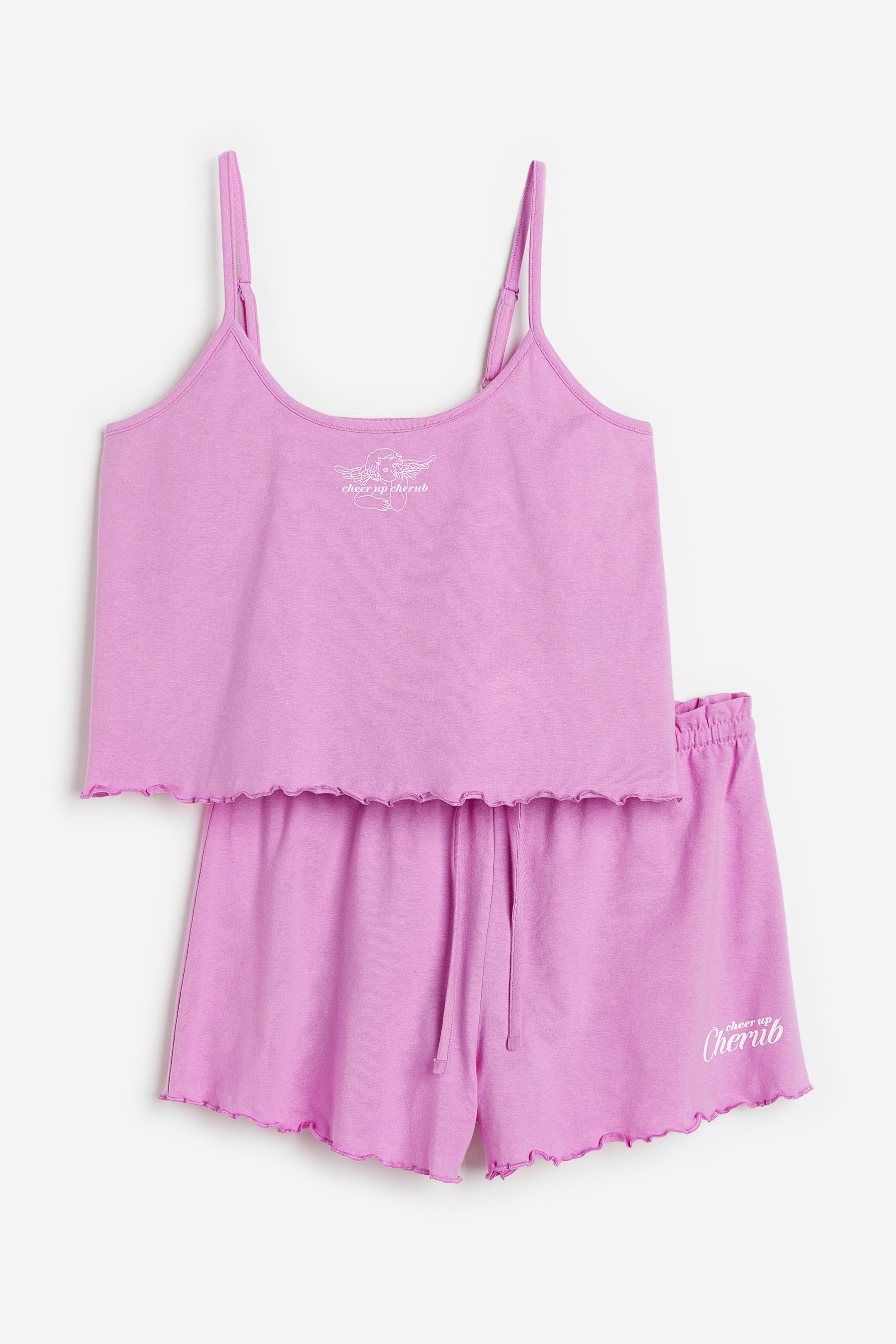 Pyjama top and shorts Pink/Cherub Ladies H&M HK