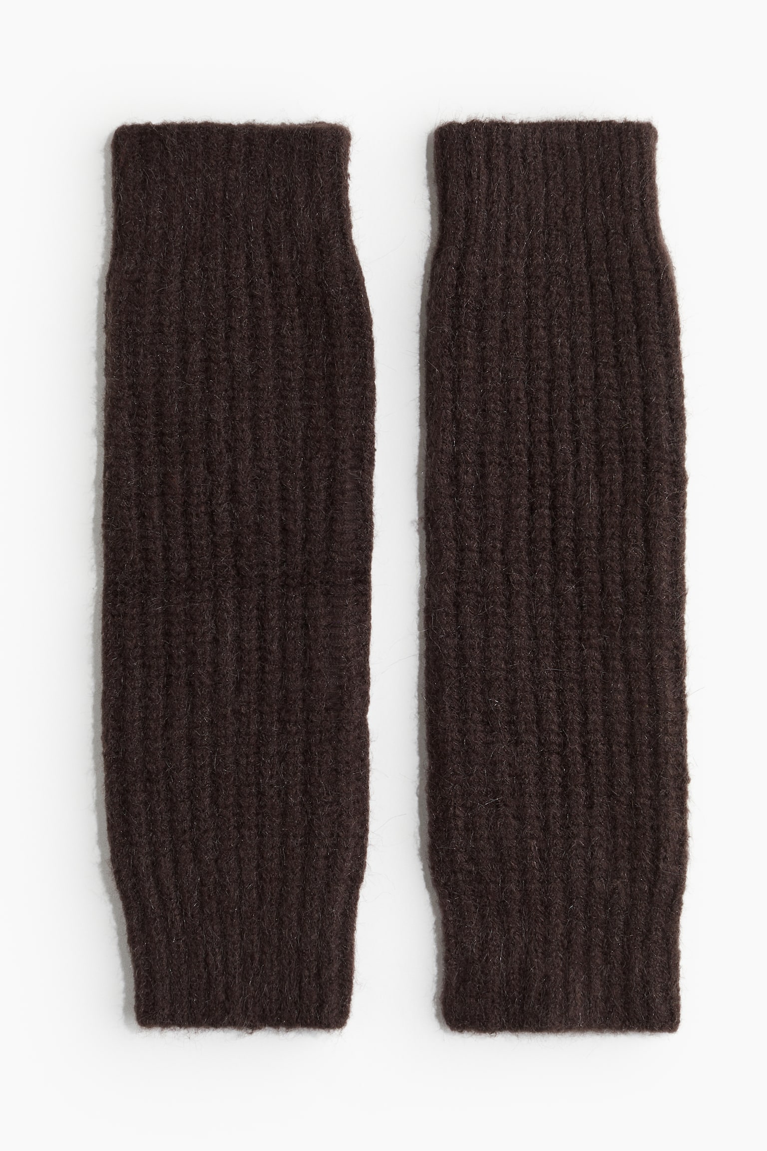 Rib-knit leg warmers - Dark brown/Beige/Black - 1