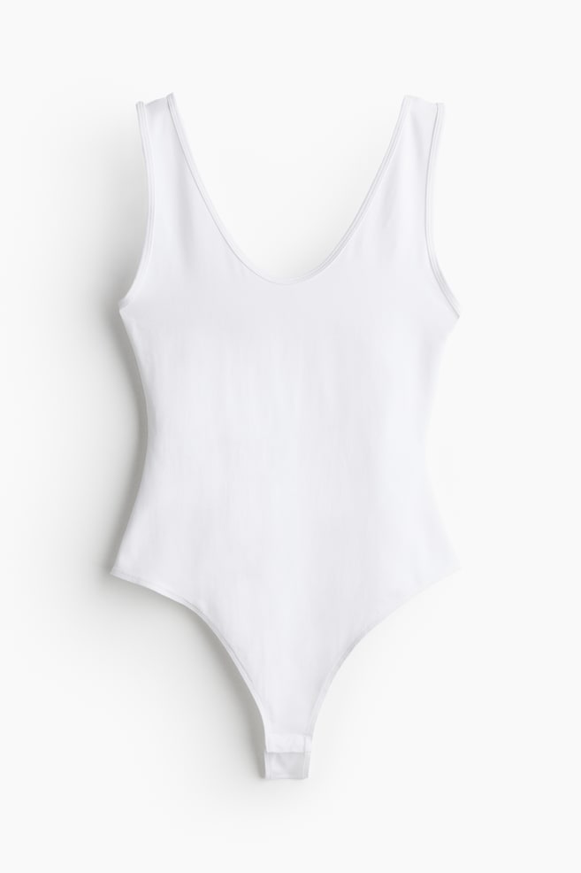 Jersey thong body - White - 1