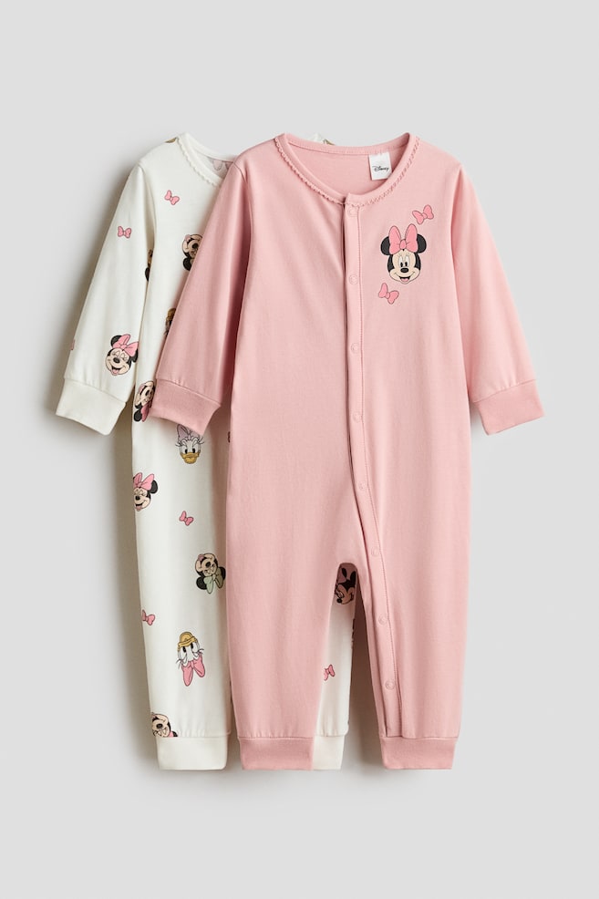 2-pack printed pyjamas - Pink/Minnie Mouse/Light pink/Minnie Mouse/Dark grey/The Lion King/Light green/Mickey Mouse - 1