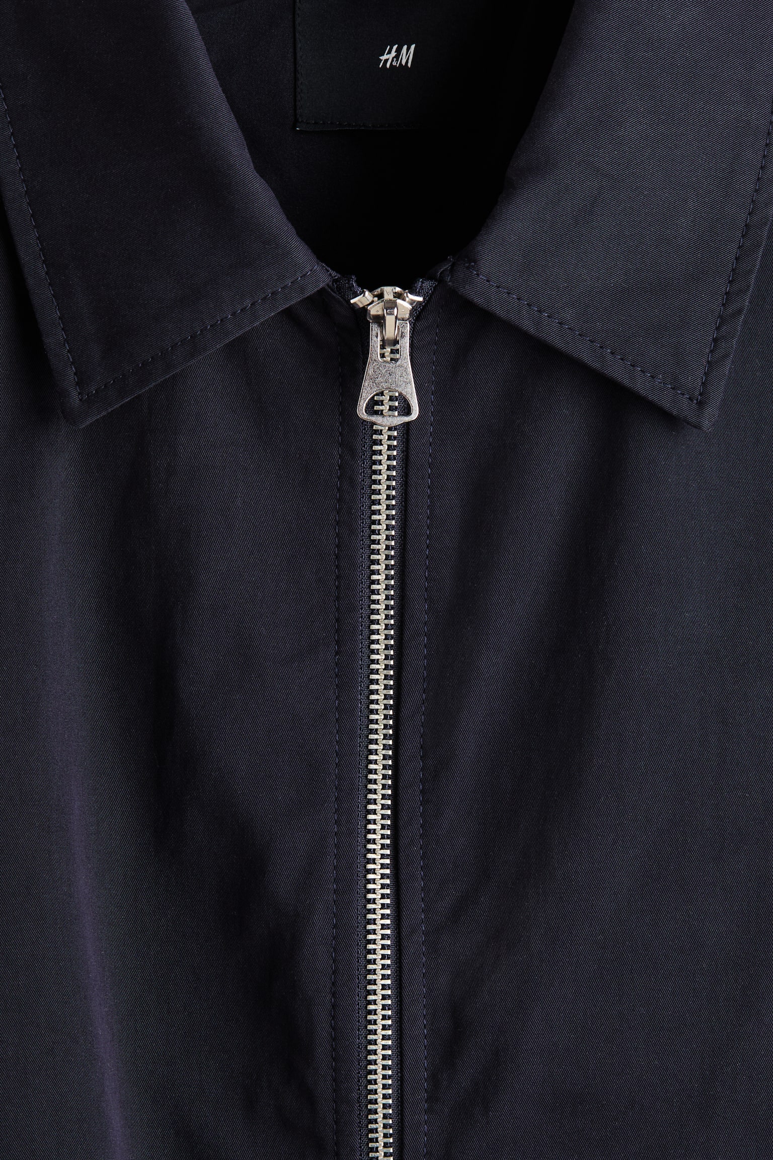 Collared cotton jacket - Navy blue/Black/Beige - 5