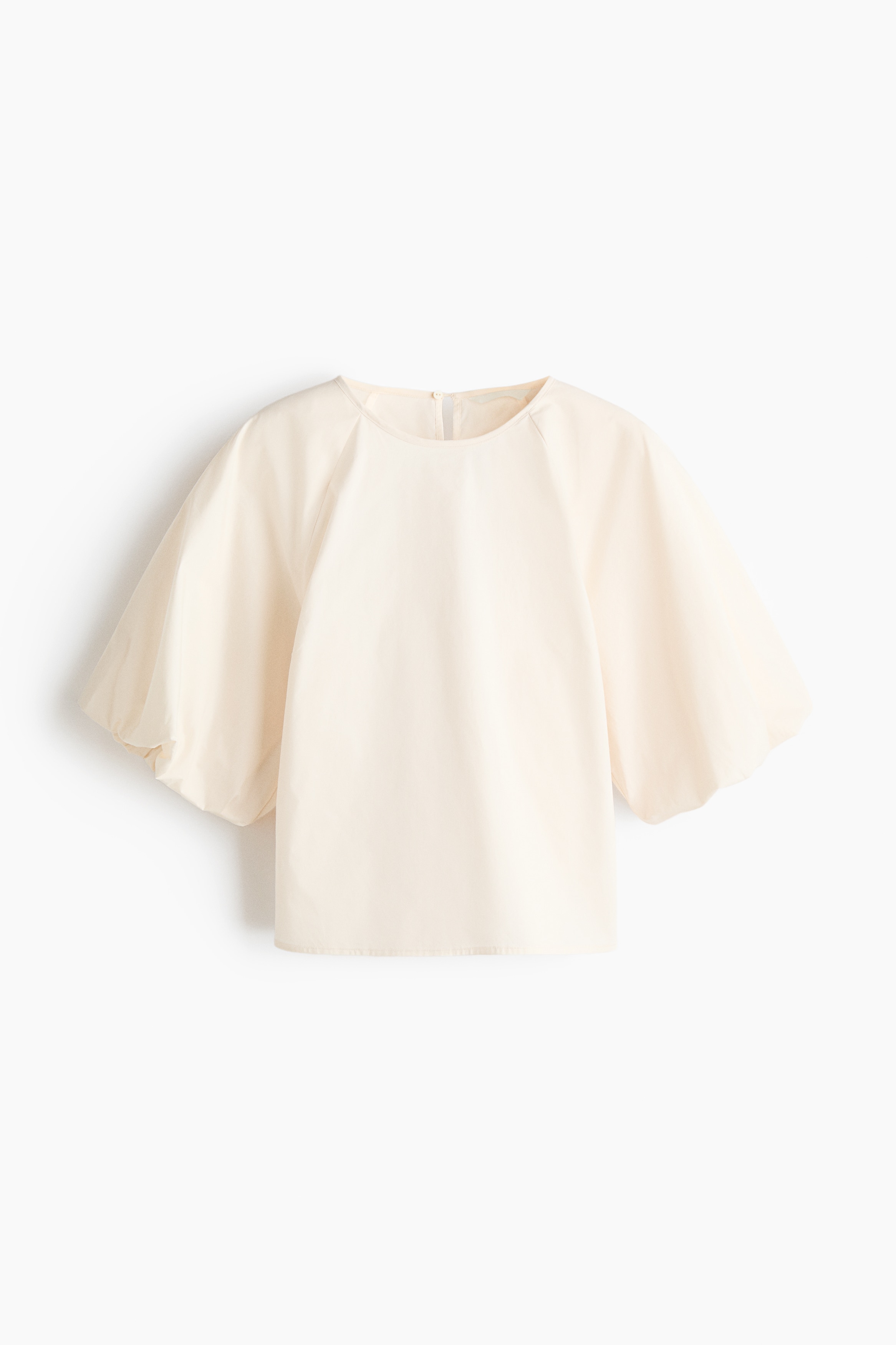 Balloon-Sleeved Cotton Blouse - Cream