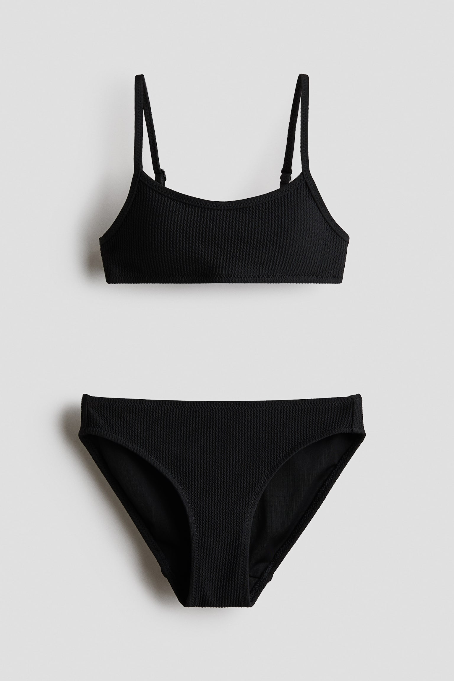 Bikini med struktur - Sort/Lyseblå