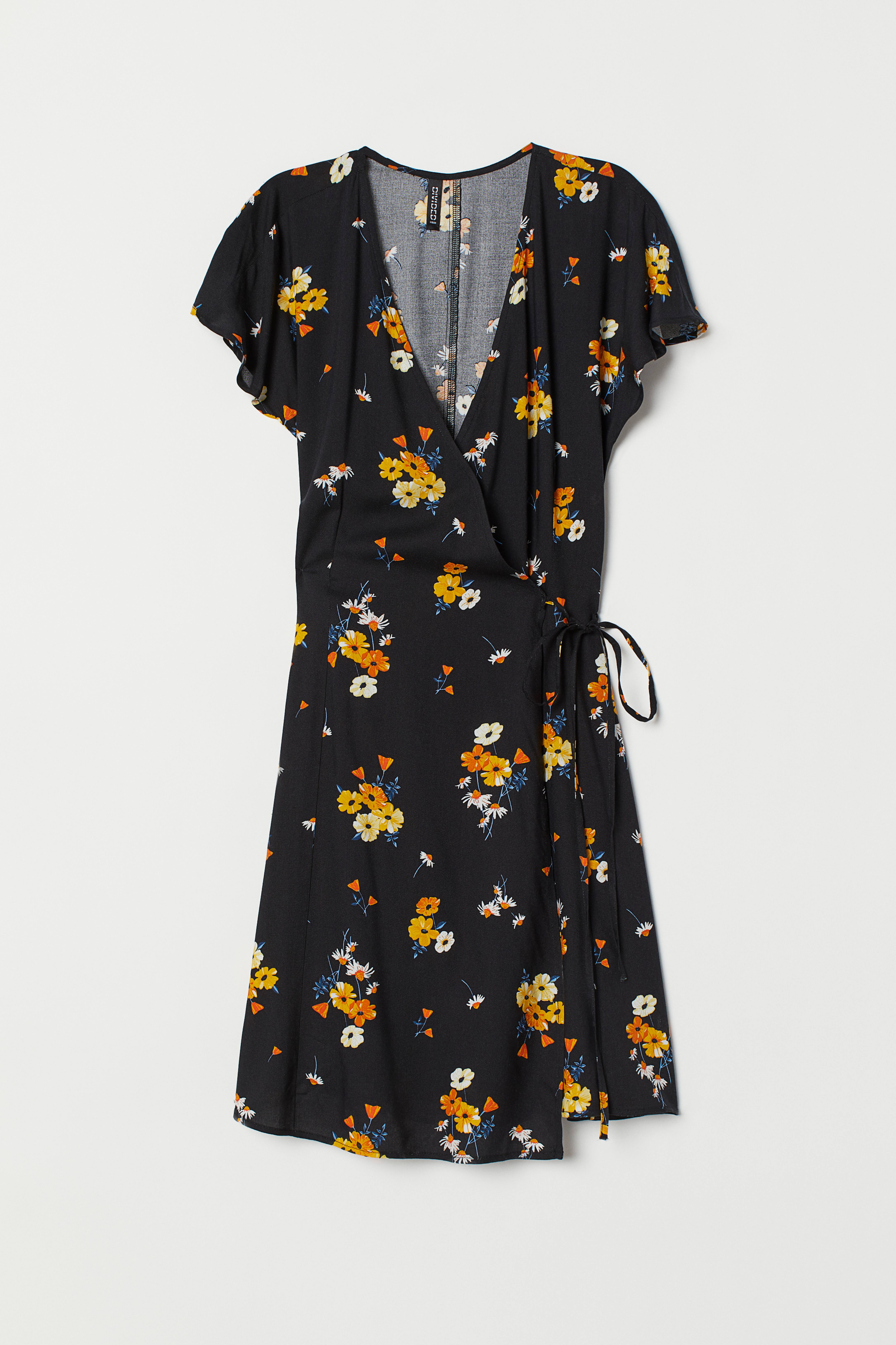 H&m patterned wrap orders dress