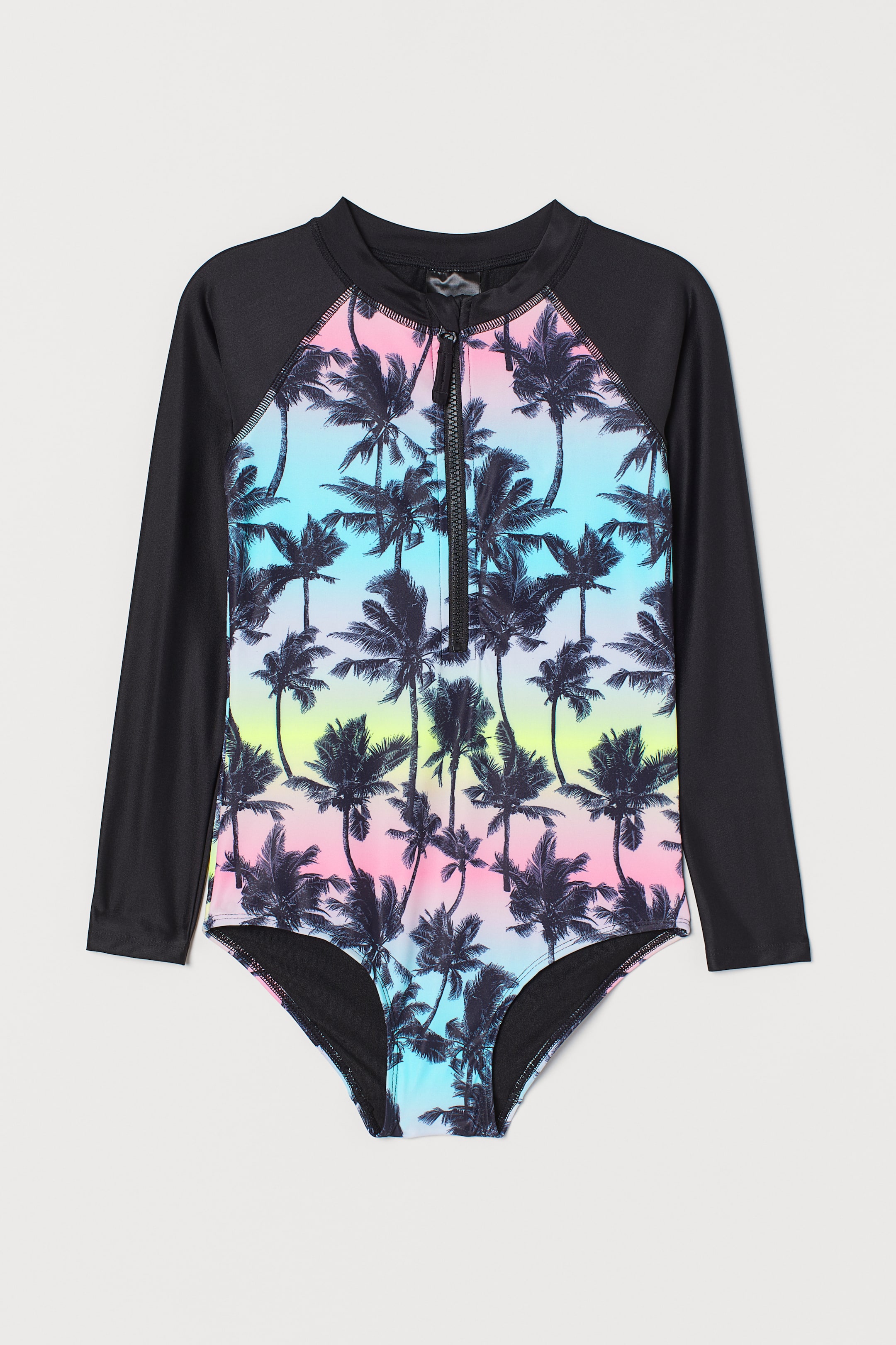 View larger image: Printed swimsuit - Black/Palm trees - Kids | H&M HK 1