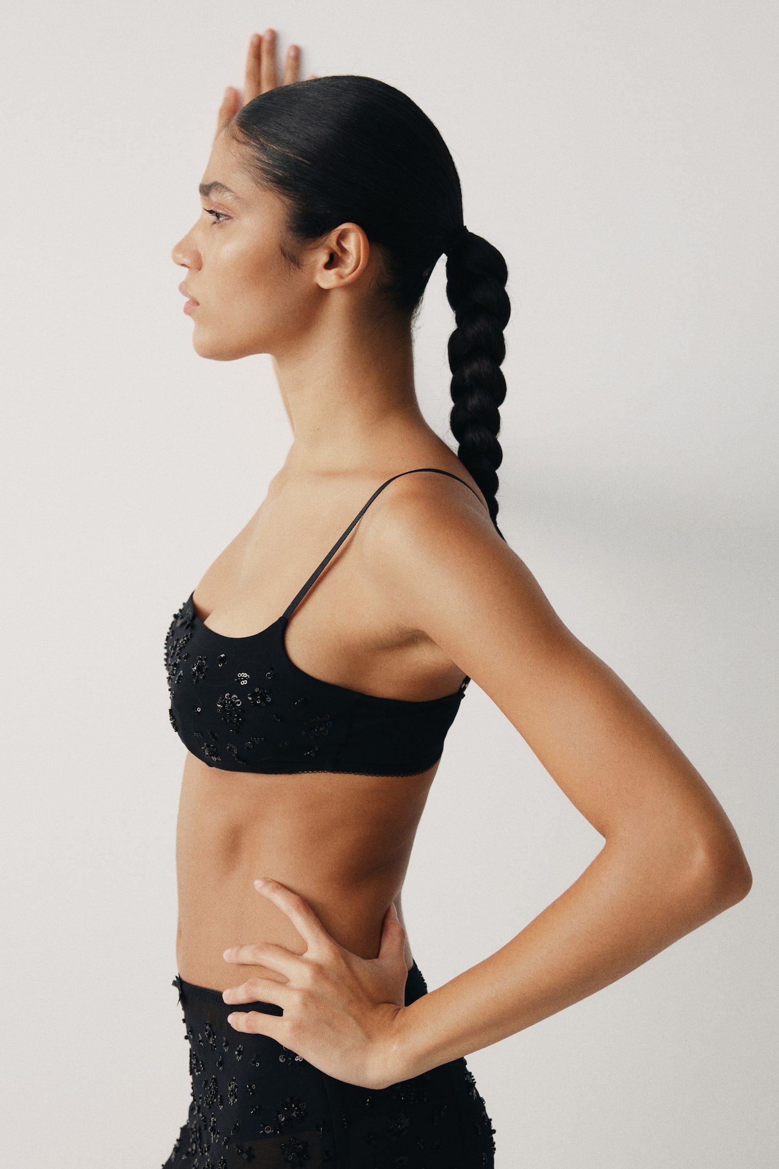 Sequined soft bra - Black - 1