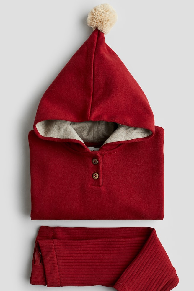 2-piece Cotton Set - Red/Dark green - 1