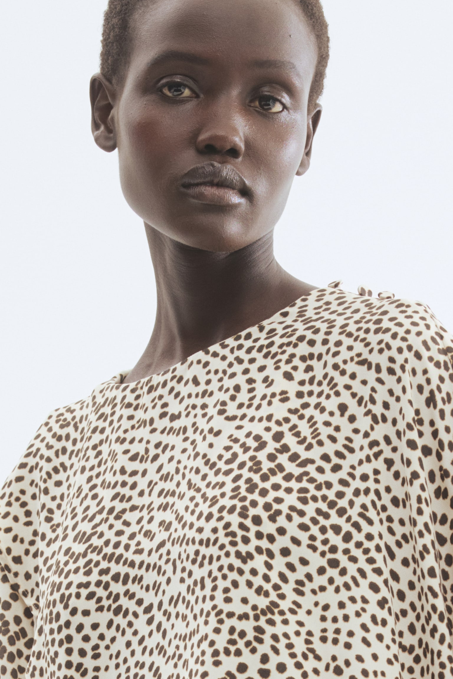 Cape-detail blouse - Cream/Cheetah print/Cream - 5