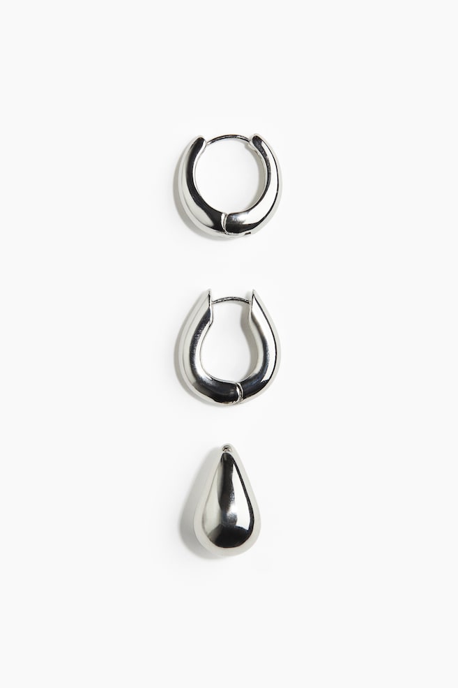 Set van 3 oorbellen - Zilverkleurig - 1