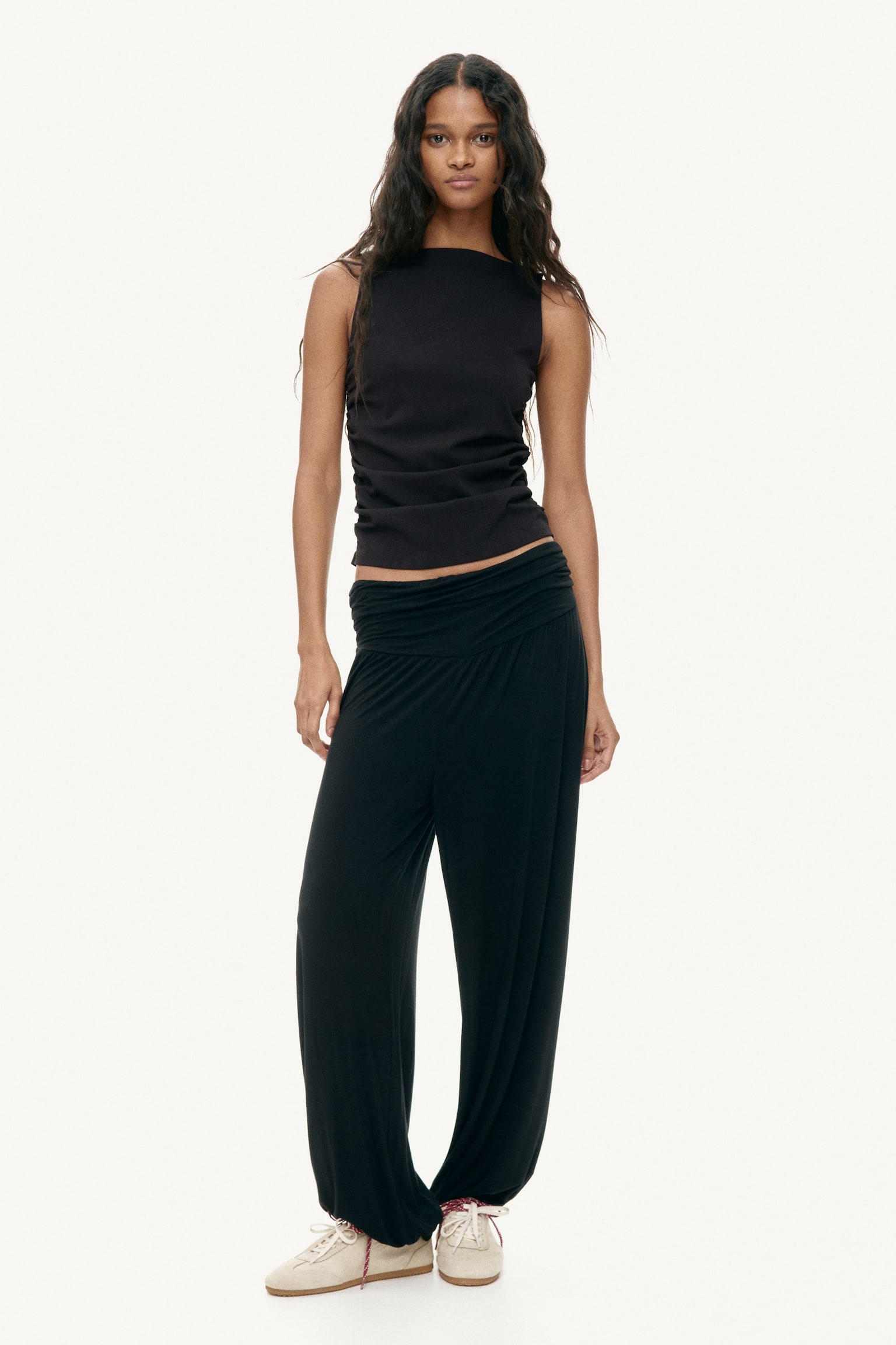 Ruched jersey top - Black - 6