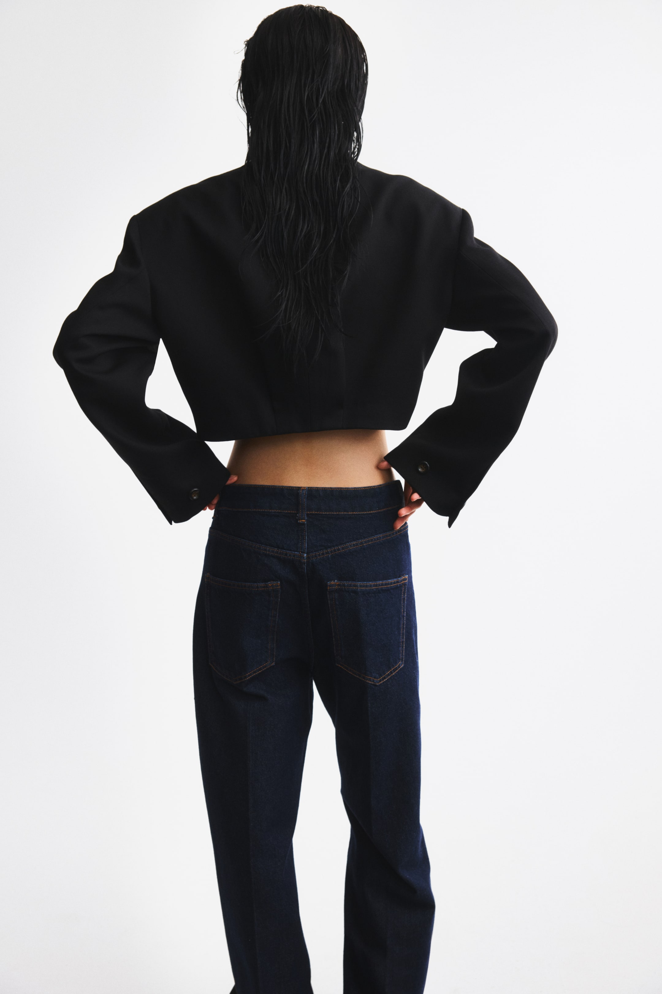 Cropped Tie-Detail Jacket
