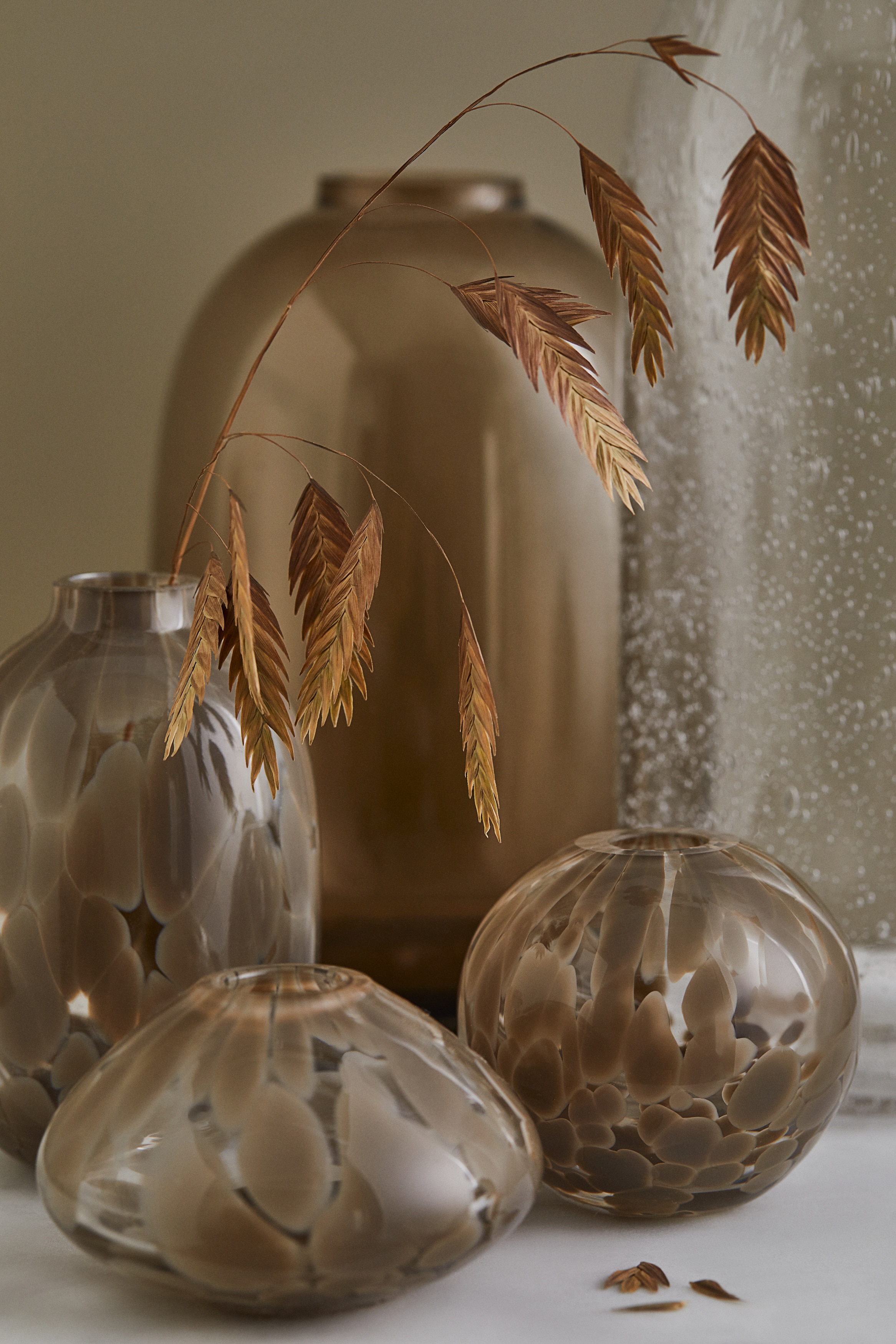 Mini vase à motif - Verre transparent/beige