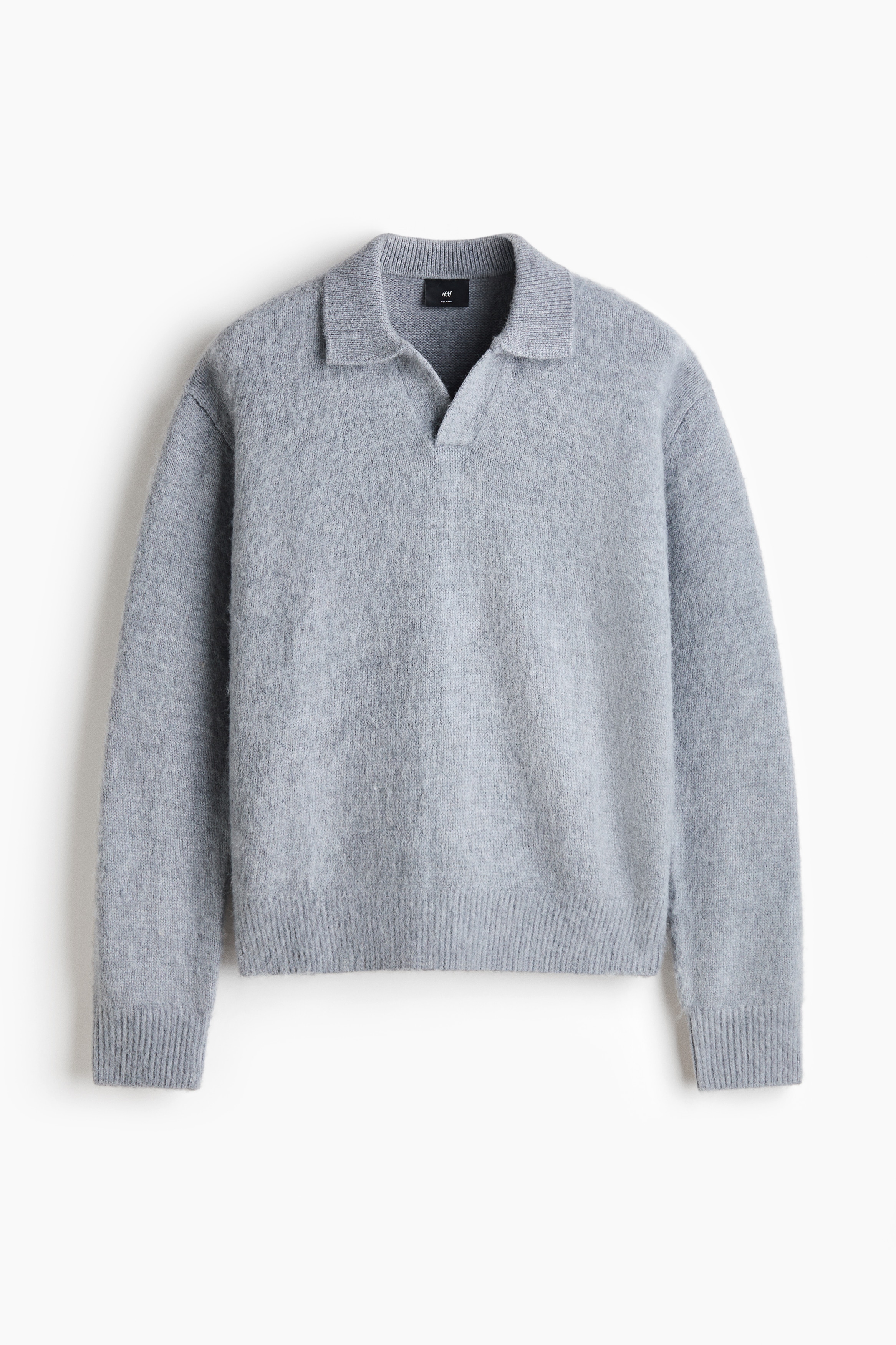 Relaxed-Fit Wool-Blend Polo Sweater - Light dusty blue/Dark beige