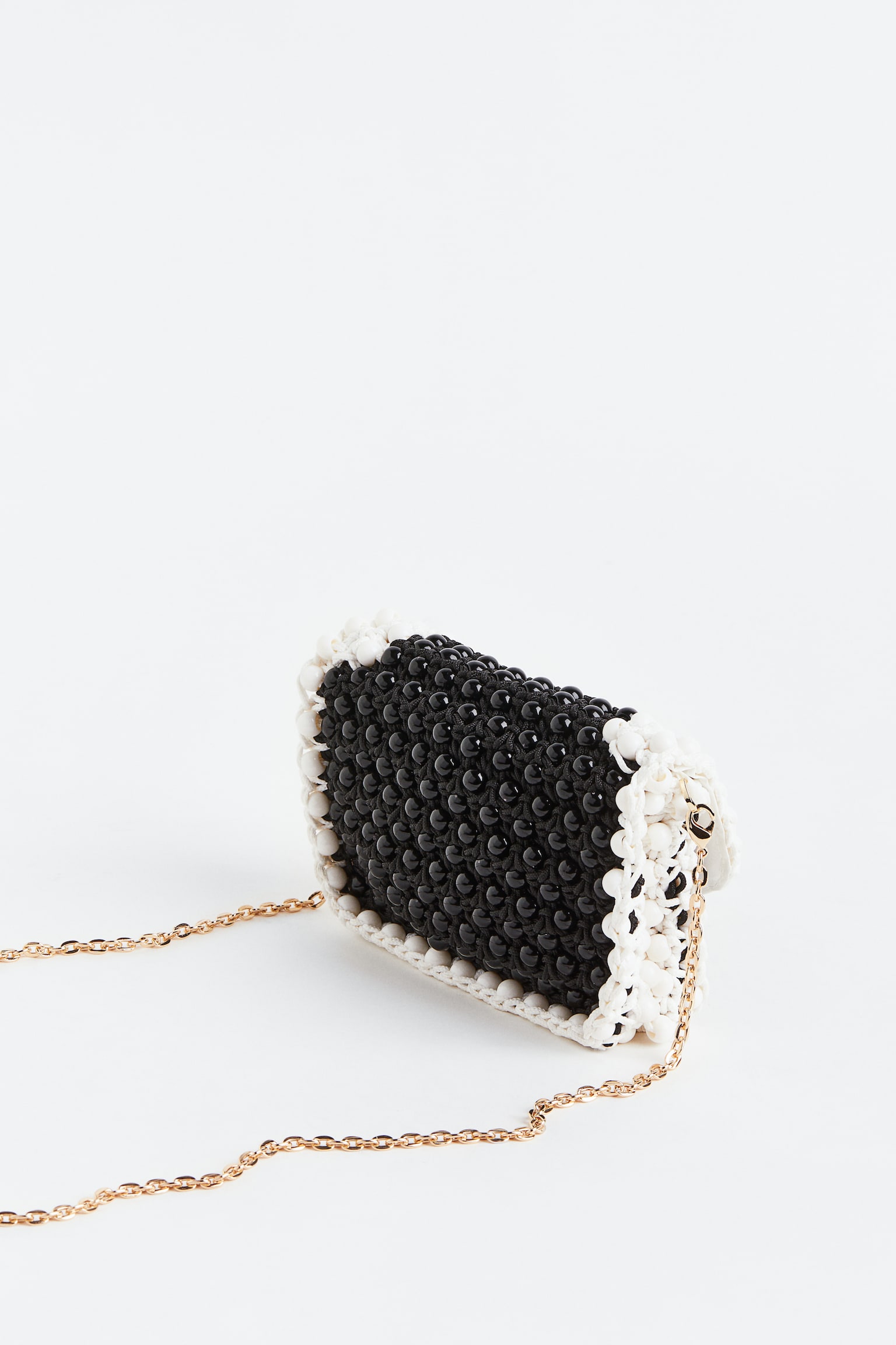 Beaded Handbag - Black/White - 2