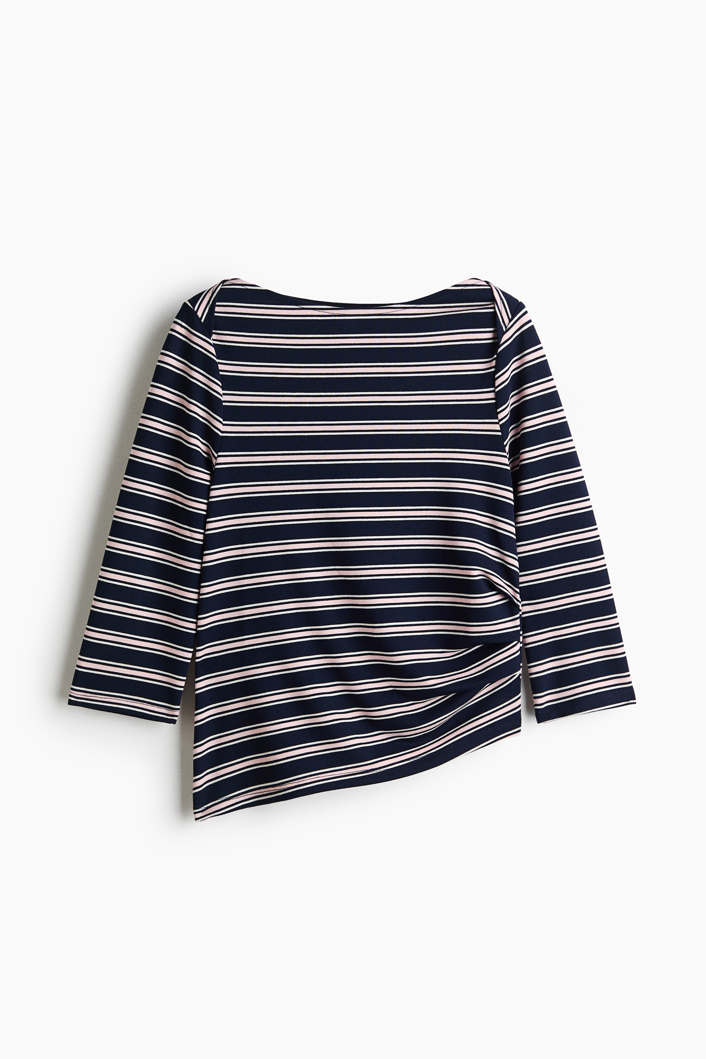 Asymmetric jersey top - Navy blue/Striped