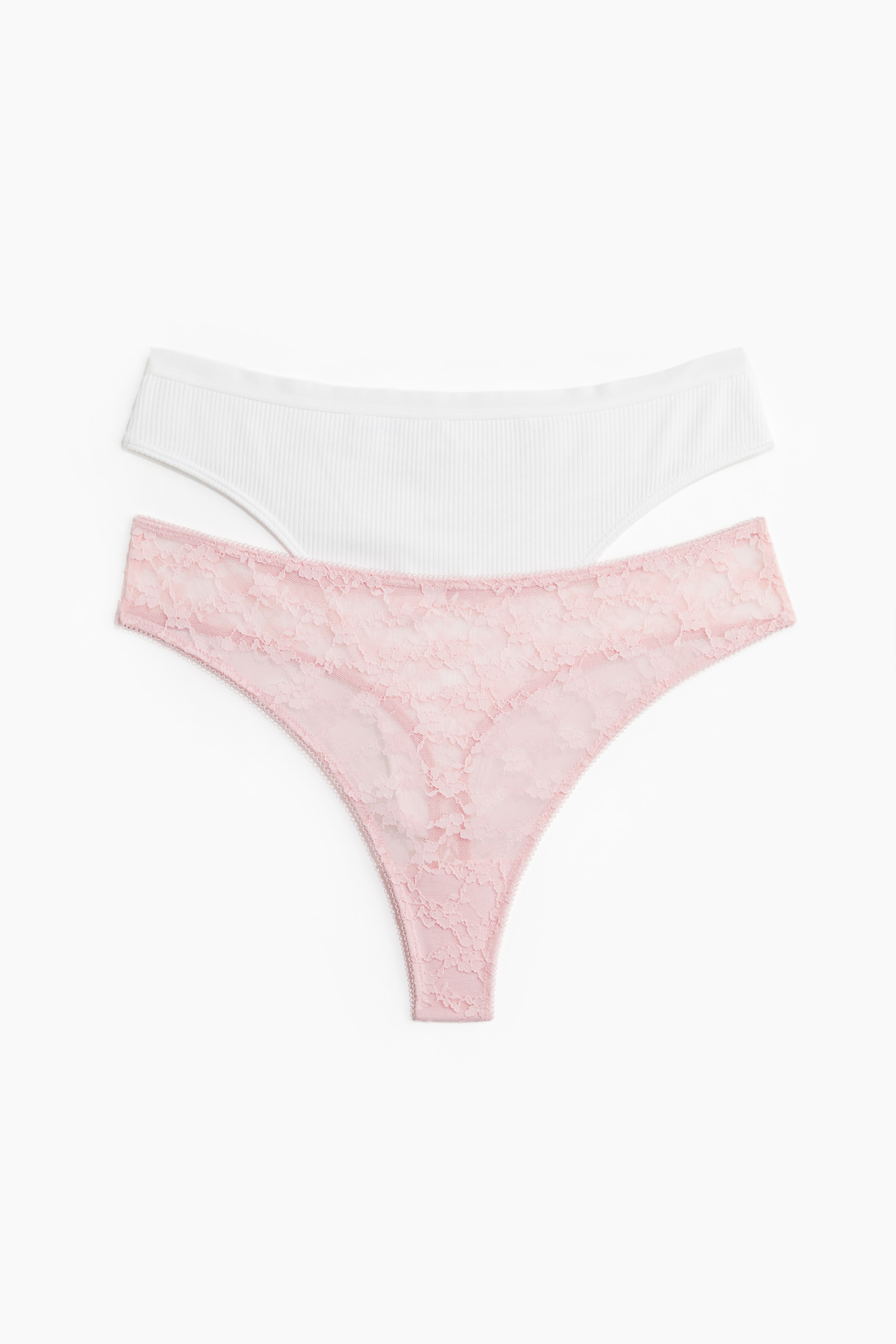 2-pack Panties thong - Rosa claro/Blanco