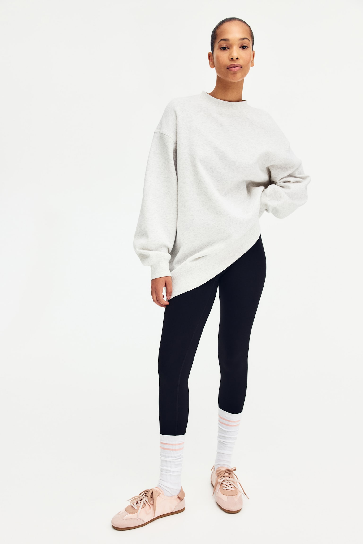 Oversized sweatshirt - Light grey marl/Black/Light beige/Burgundy - 2
