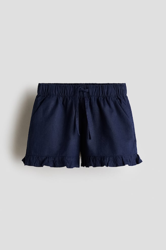 Shorts aus Leinengemisch - Marineblau/Weiss - 1