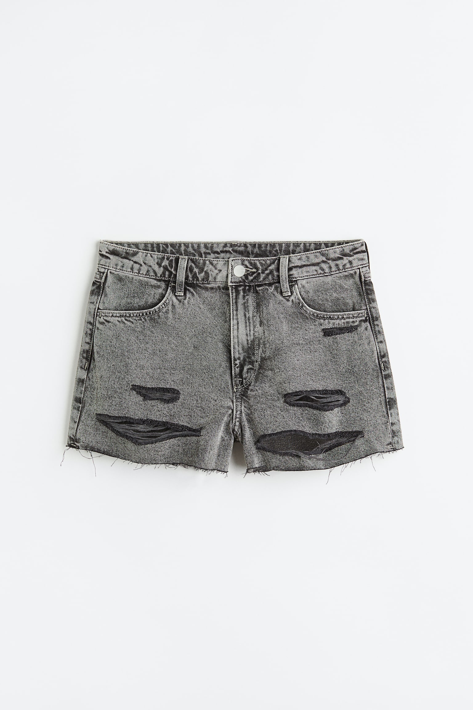 Cotton denim shorts - Grey