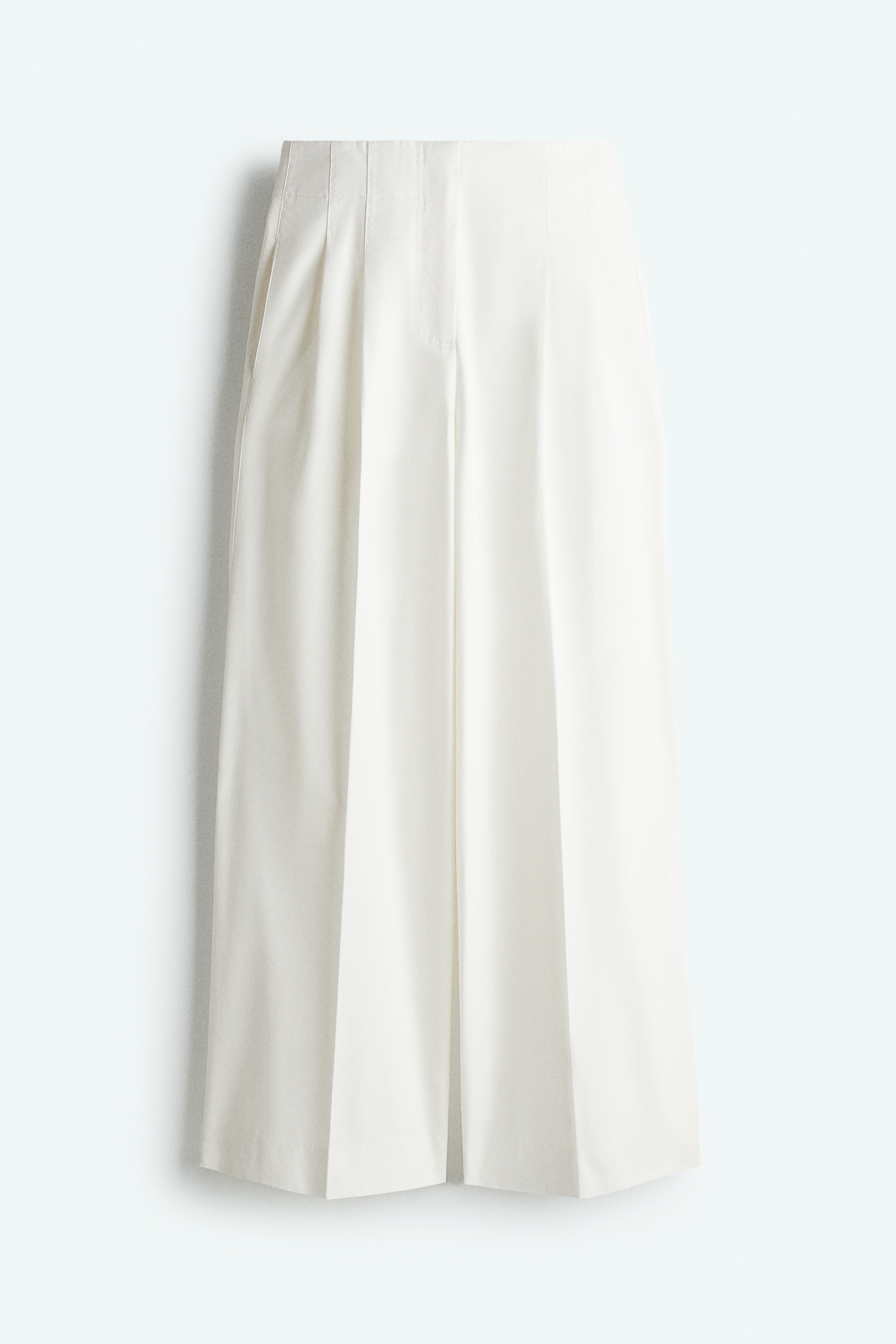 Bukser i bomuld med læg foran - Hvid