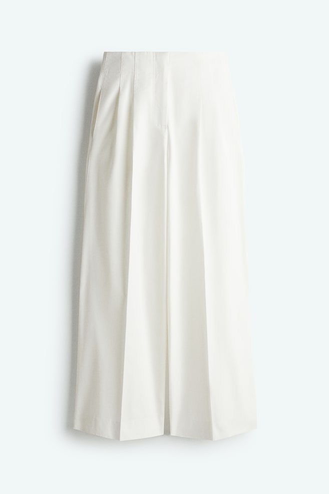 Pantalón de algodón con pinzas - Blanco - 1