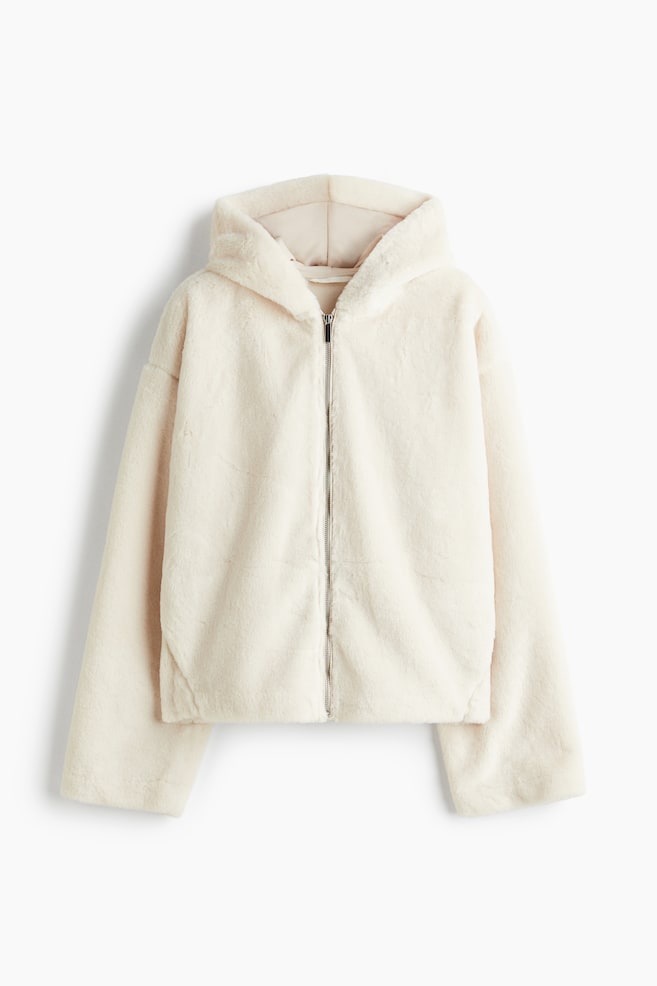 Chaqueta con capucha y cremallera - Crema - 1