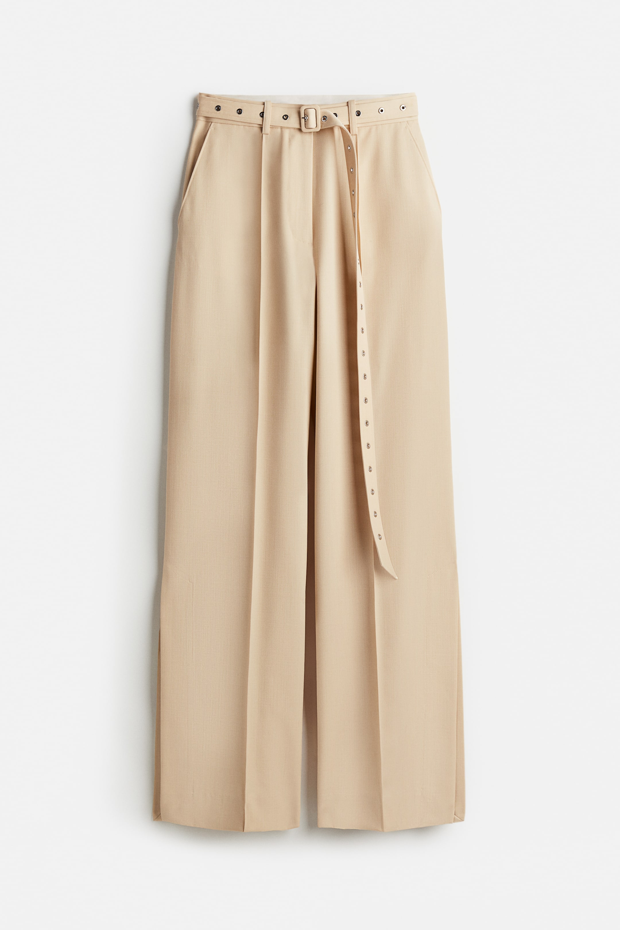View larger image: Wool-blend Pants with Belt - Beige - Ladies | H&M US 1