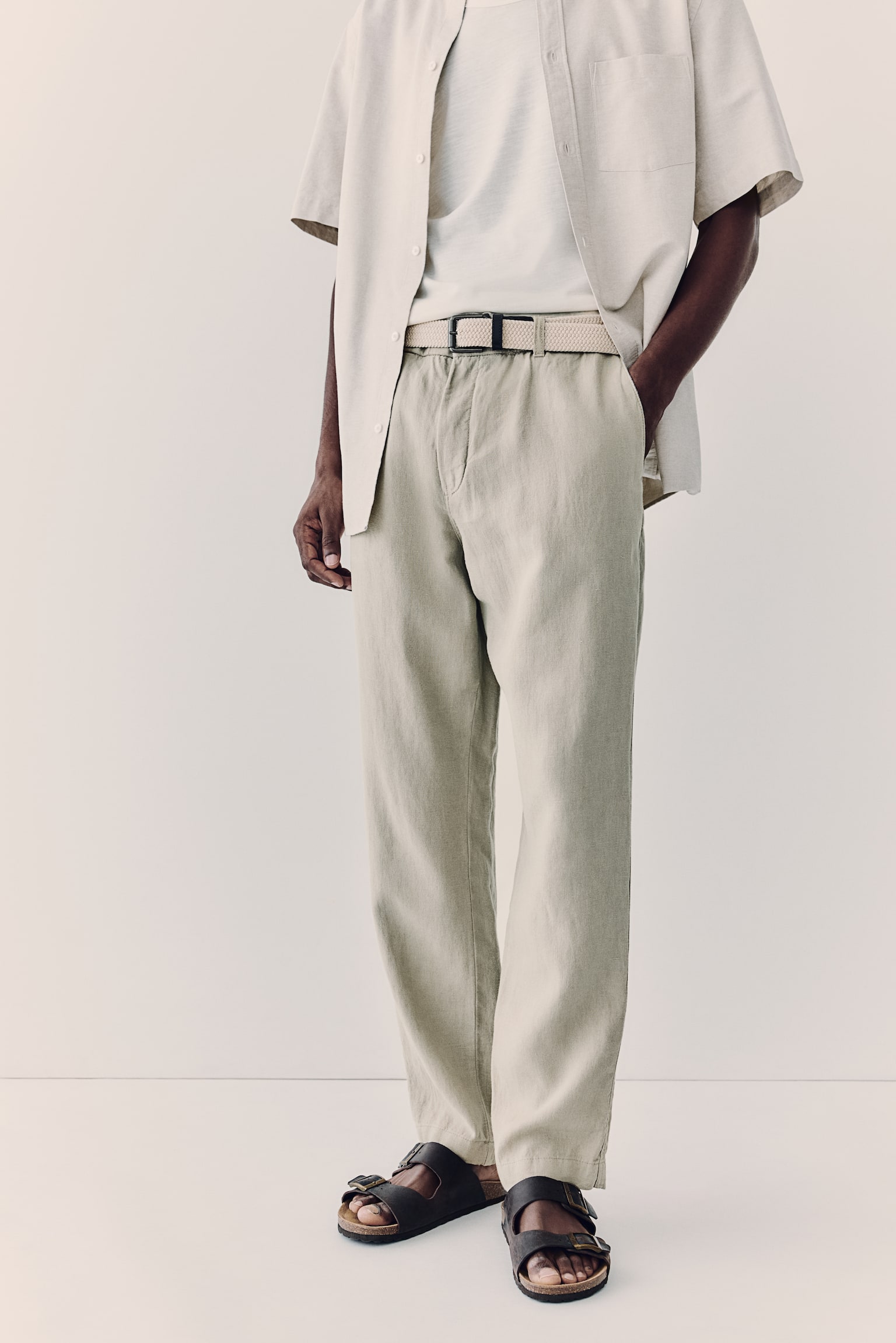 Regular Fit Linen Pants - Beige/Light beige/Navy blue/Black - 8