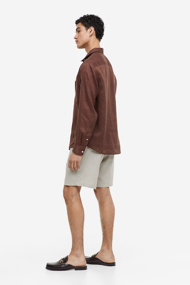 Regular Fit Linen-blend shorts - Light grey/Light beige/White/Dark brown/dc - 6