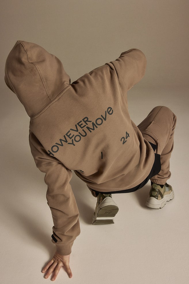 DryMove™ hoodie i bomuld - Brun/Sort - 5