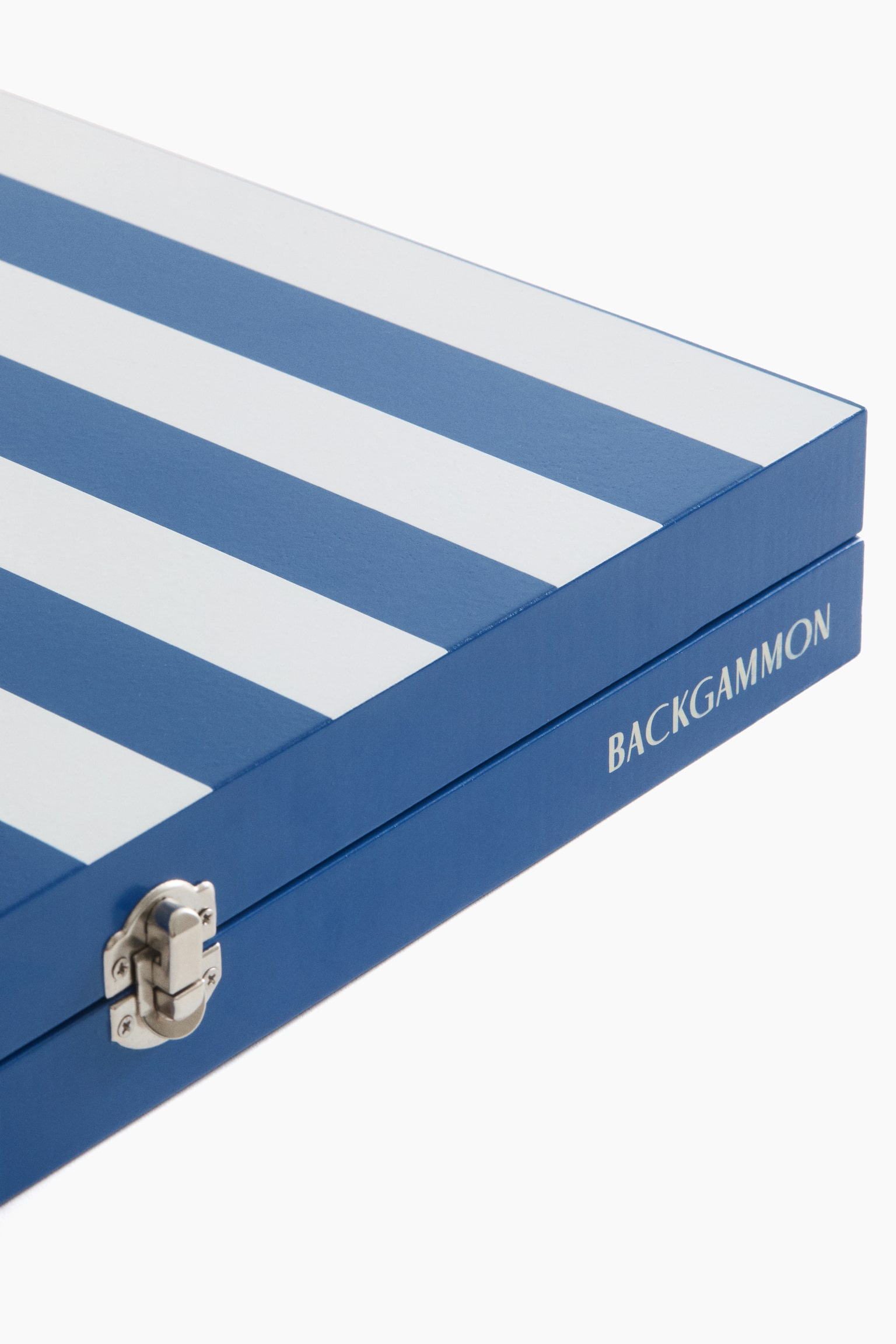 Wooden backgammon set - Blue/White/Black/Light beige - 4