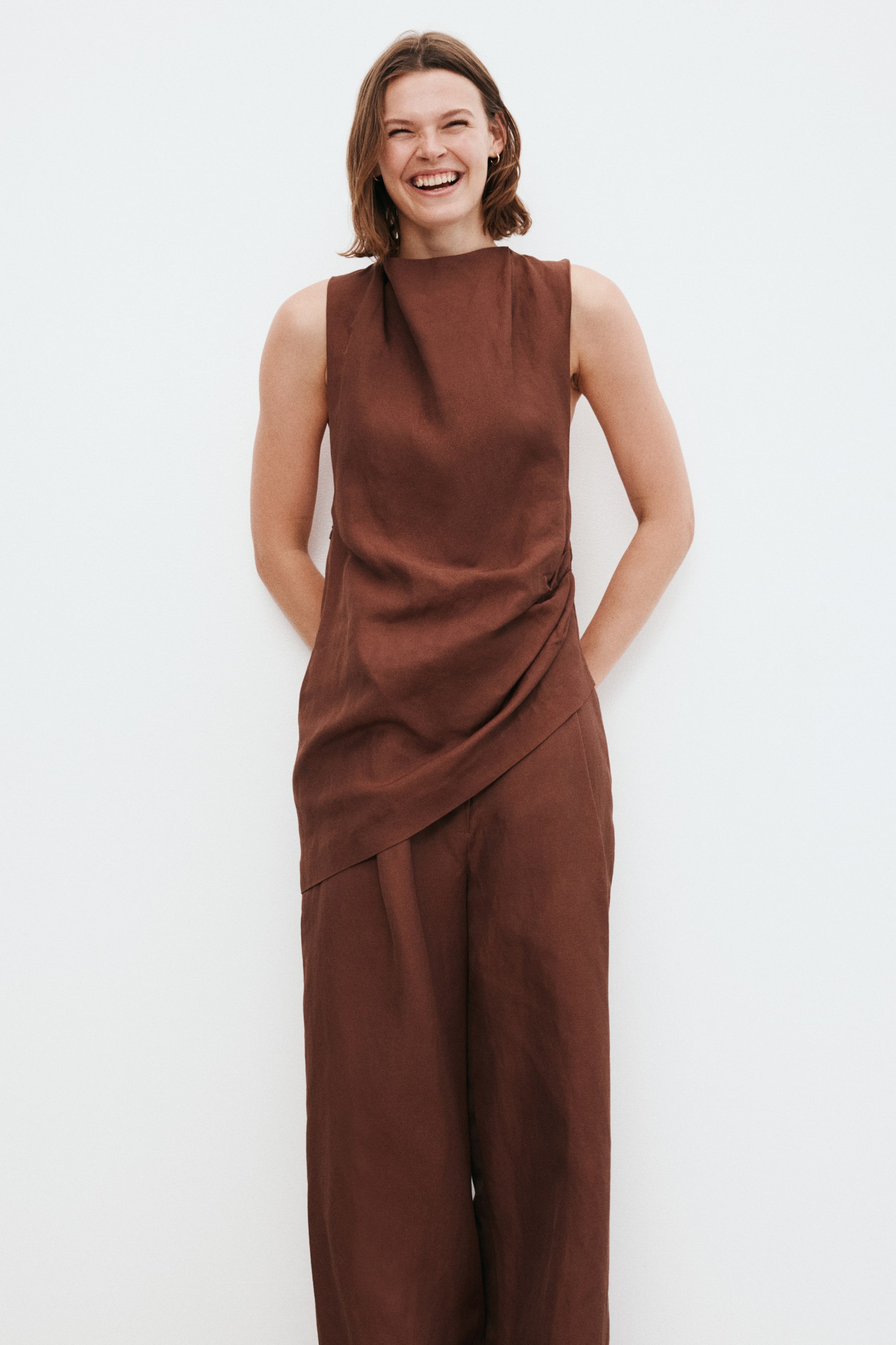 Asymmetric Linen-Blend Top
