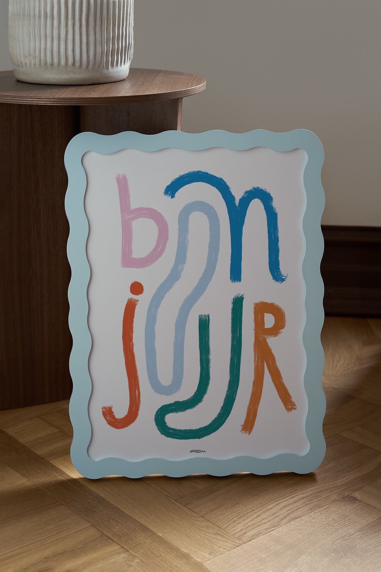 Wavy Bilderrahmen Holz - Pastellblau