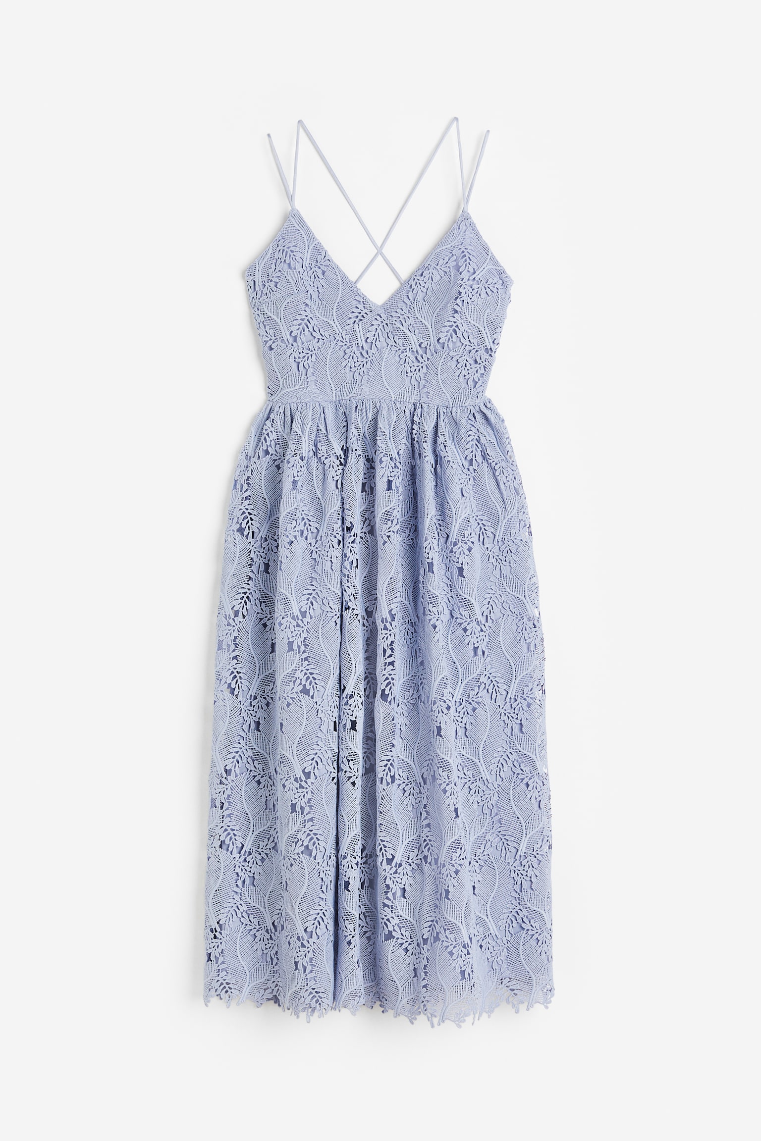 V-neck Lace Dress - Light blue/Navy blue/Dark yellow - 1