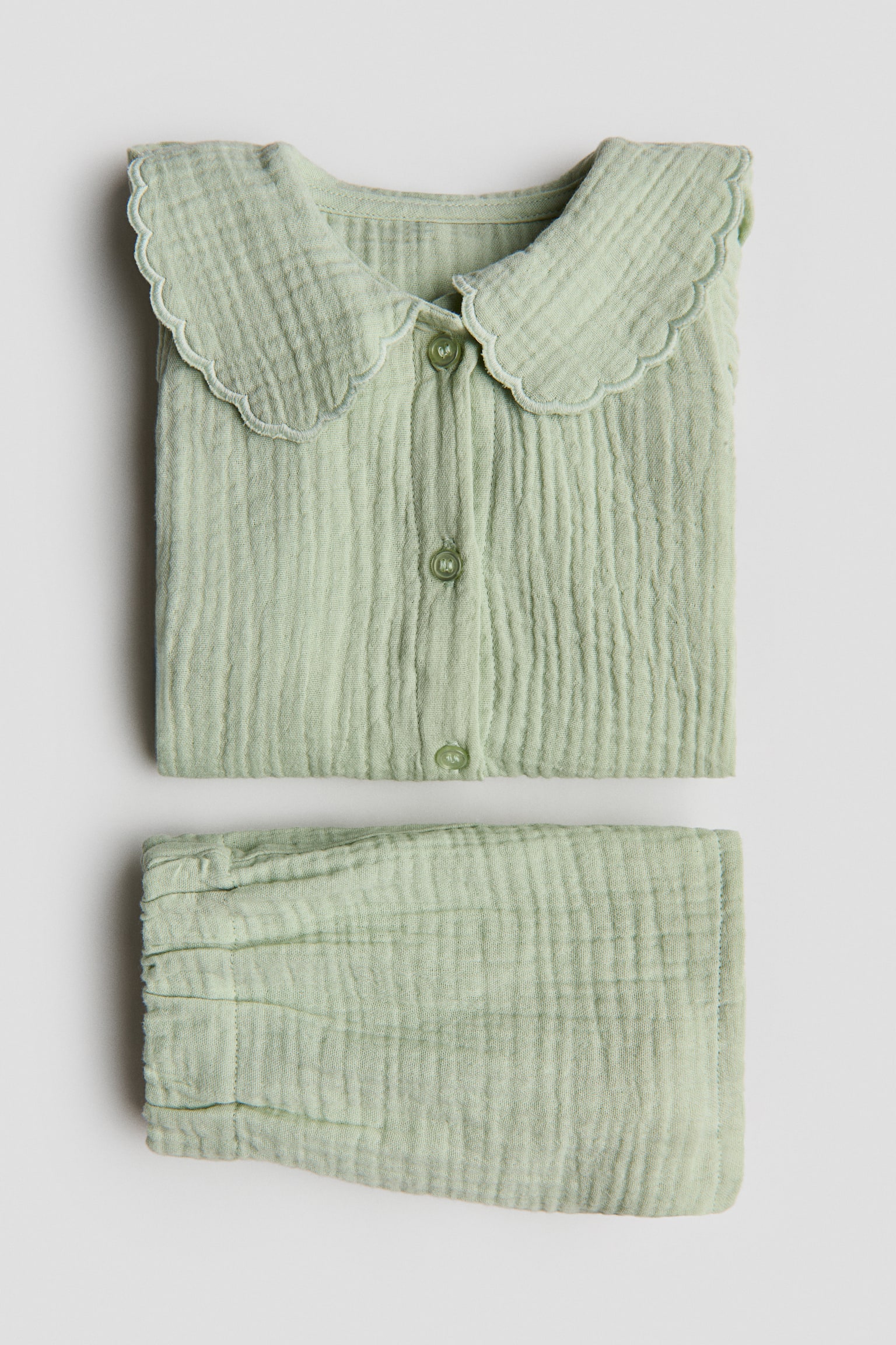 2-Piece Cotton Muslin Set - Light green/White/berries - 4