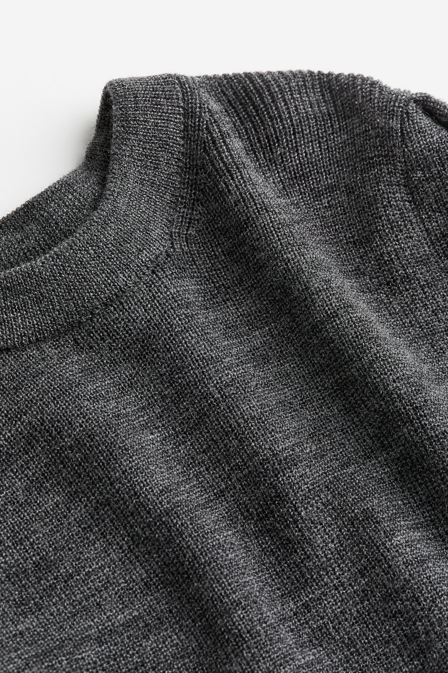 Puff-sleeved wool top - Dark grey marl/Dark brown - 2