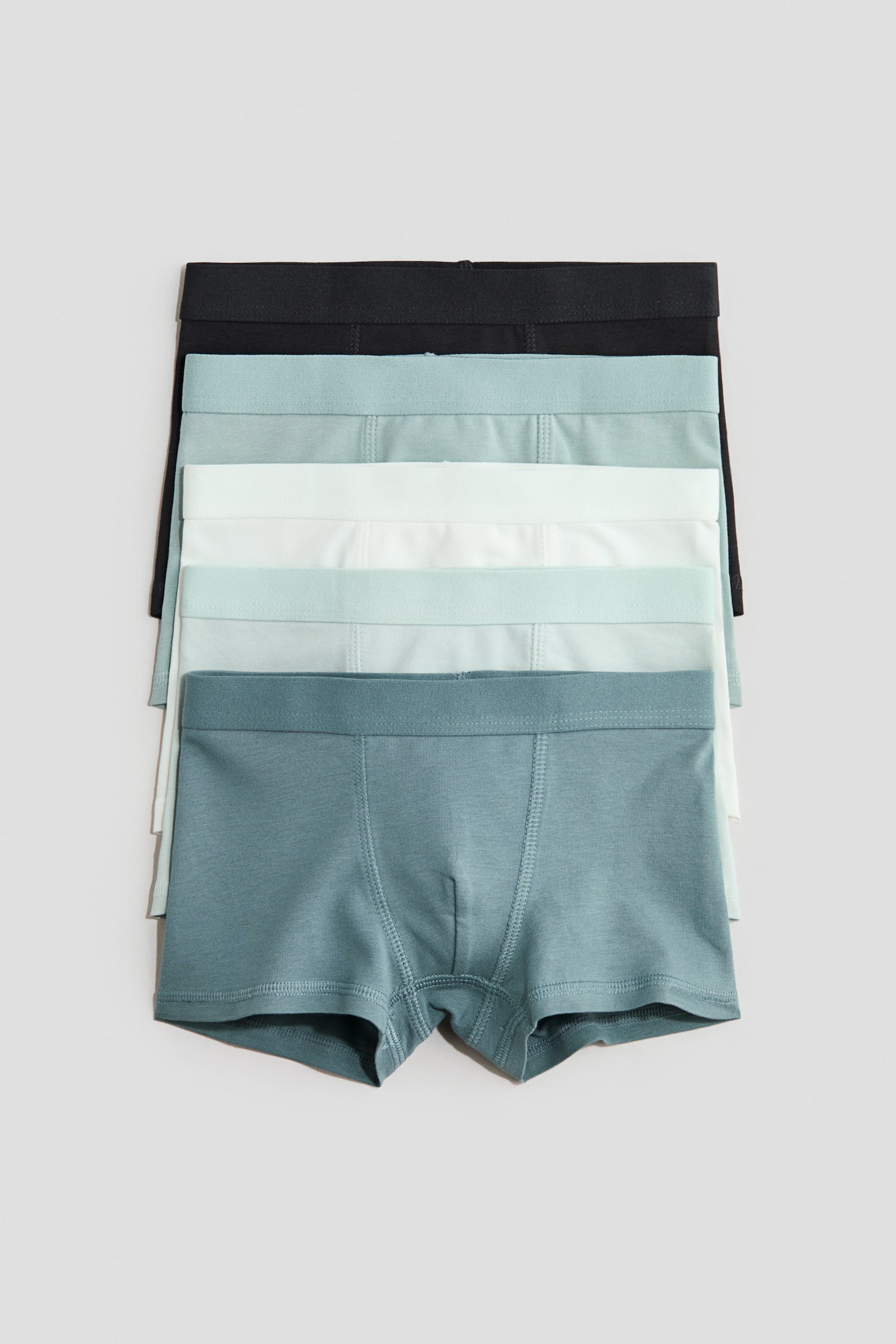 5-pack trunks i bomull - Grön/Vit/Marinblå/Blå/Vit