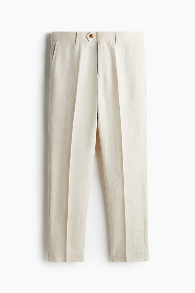 Regular Fit Tailored linen-blend trousers - Light beige - 1