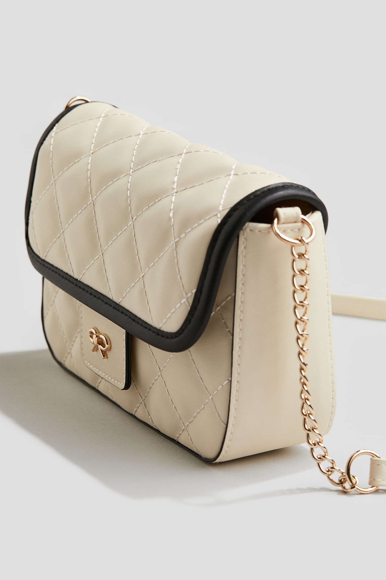 Quilted shoulder bag - Light beige/Powder pink/Gold-coloured - 2