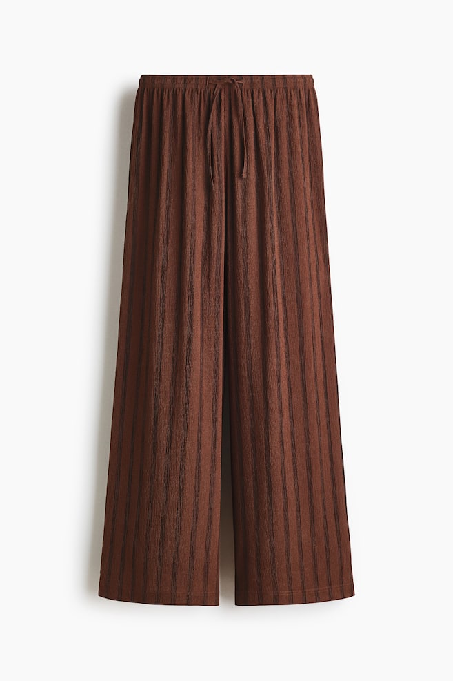 Wide-cut Pull-on Pants - Dark brown/striped/Light dusty pink/Beige/Black/Dark brown/Dark brown/leopard print/Dark rust red - 1