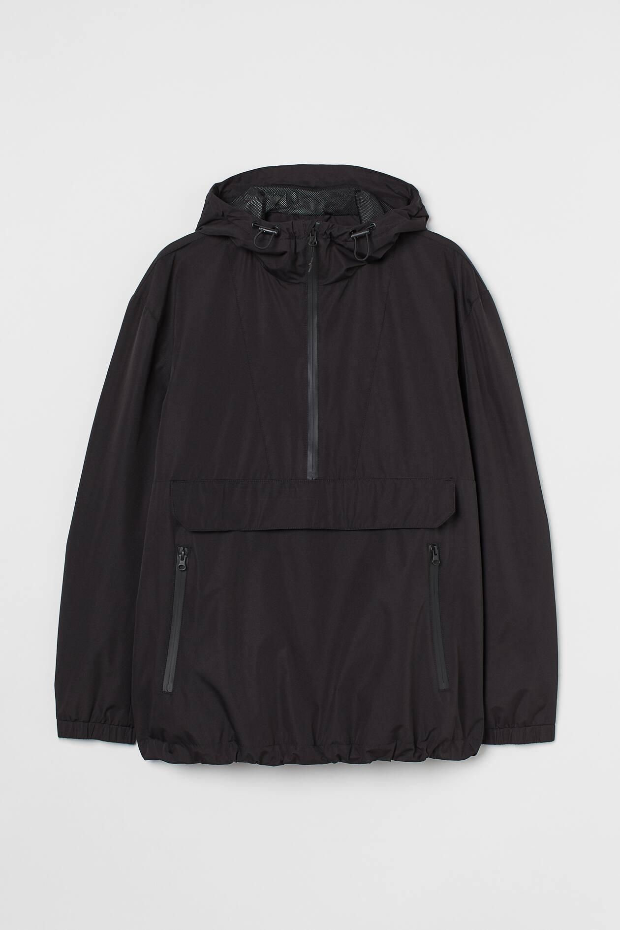 Waterrepellent popover jacket Long sleeve Regular length Black