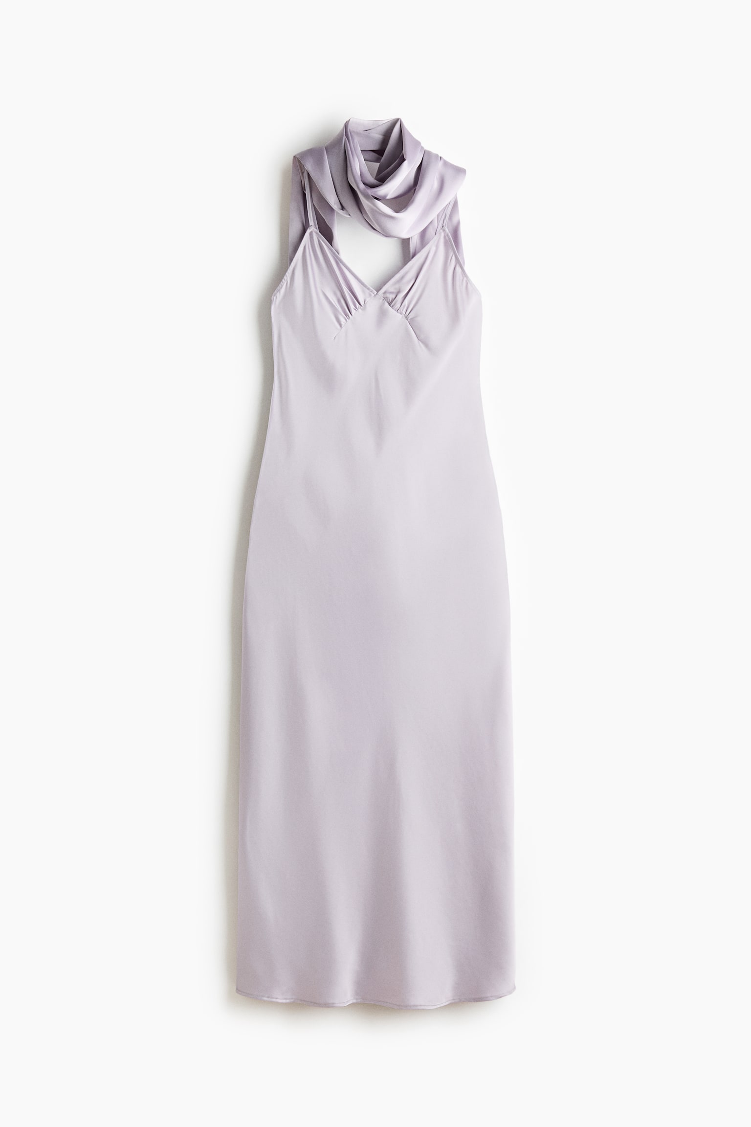 Robe à bretelles fines en satin avec écharpe - Violet clair - 2