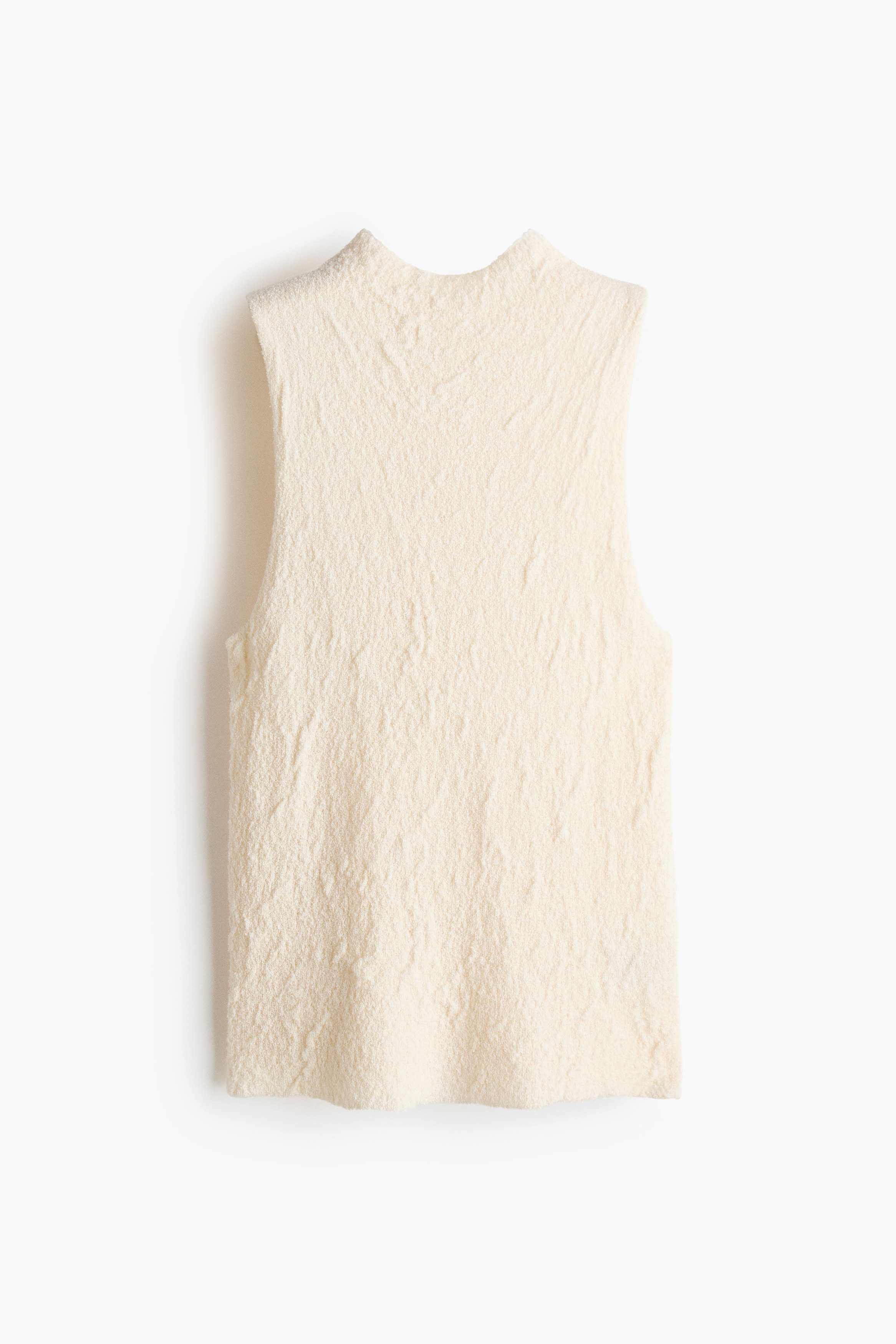 Camisola sem mangas com meia gola - Creme/Castanho escuro
