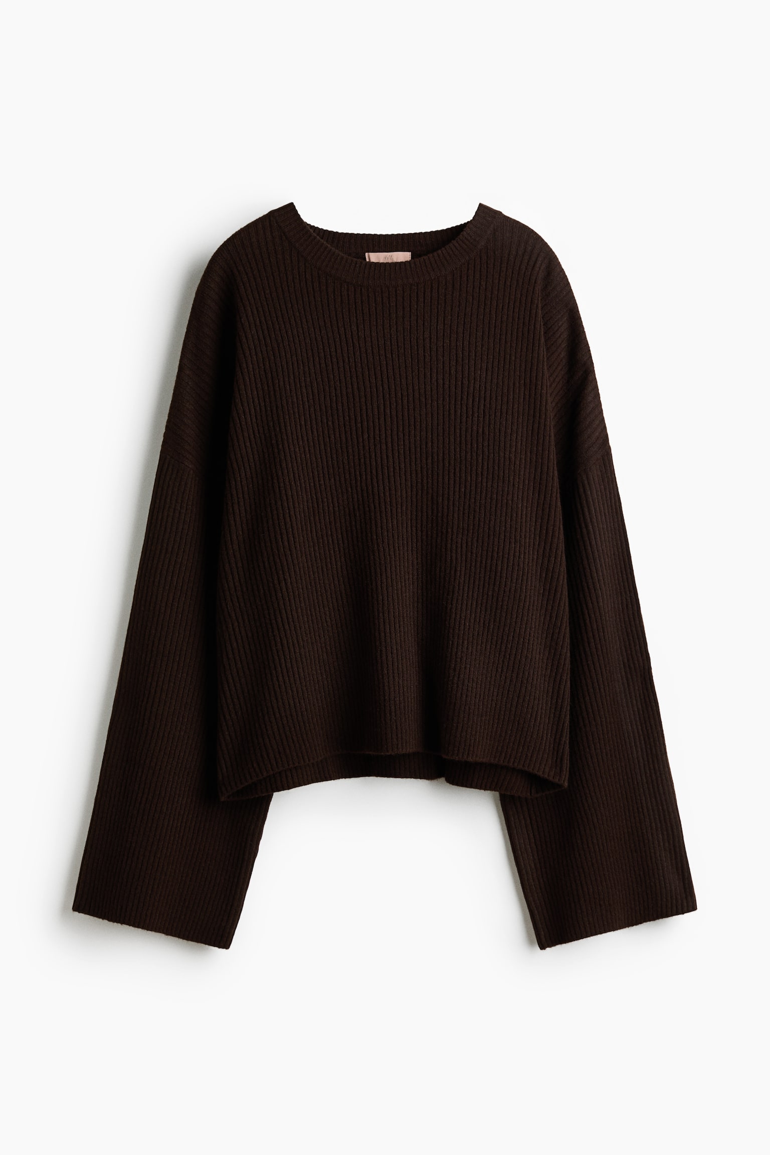 Rib-knit jumper - Dark brown/Greige/Cream